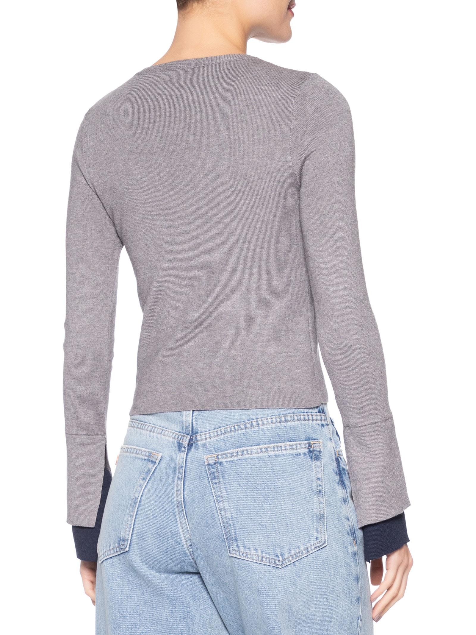 Blusa Manga Longa Feminina em Tricot Cinza Market 33