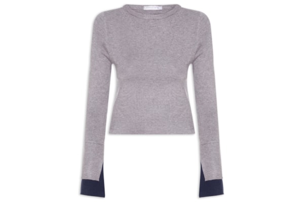 Blusa Manga Longa Feminina em Tricot - Cinza