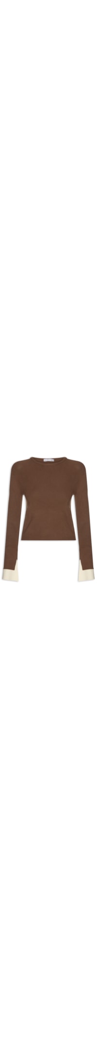 Blusa Manga Longa Feminina em Tricot - Marrom