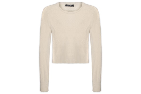 Blusa Manga Longa Feminina Em Tricot Peluciado - Bege 