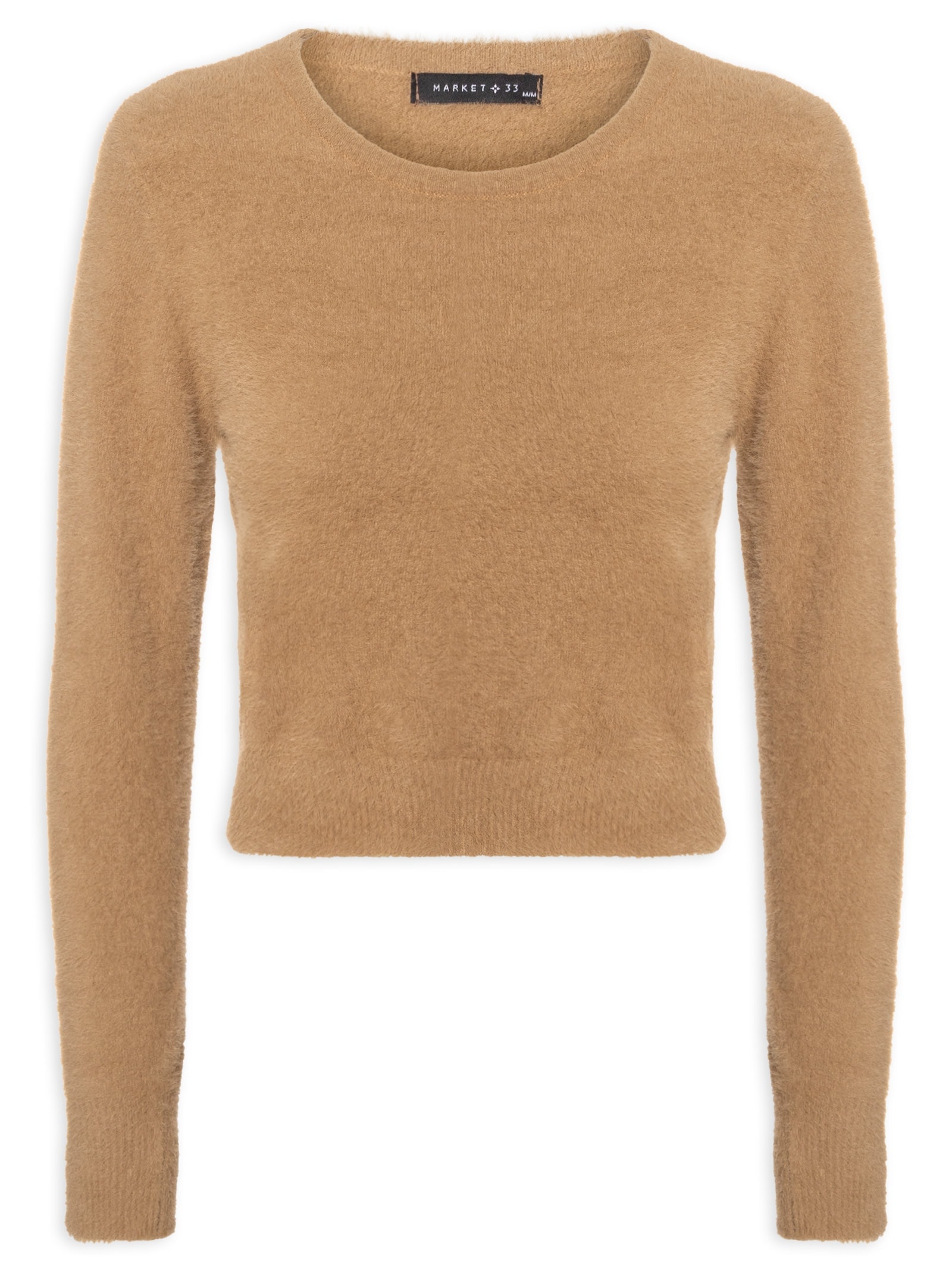 Blusa Manga Longa Feminina Em Tricot Peluciado Marrom Market 33