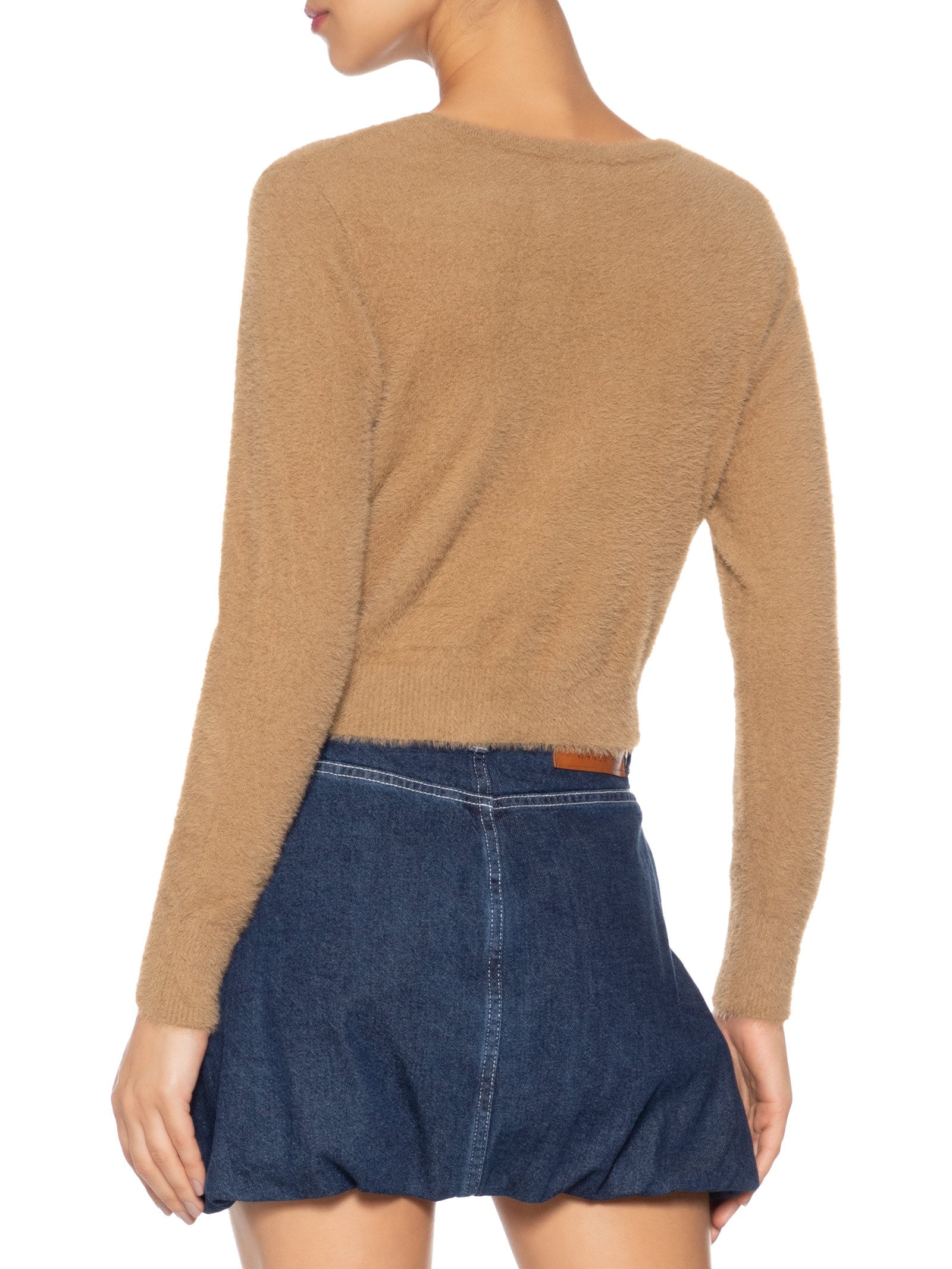 Blusa Manga Longa Feminina Em Tricot Peluciado Marrom Market 33