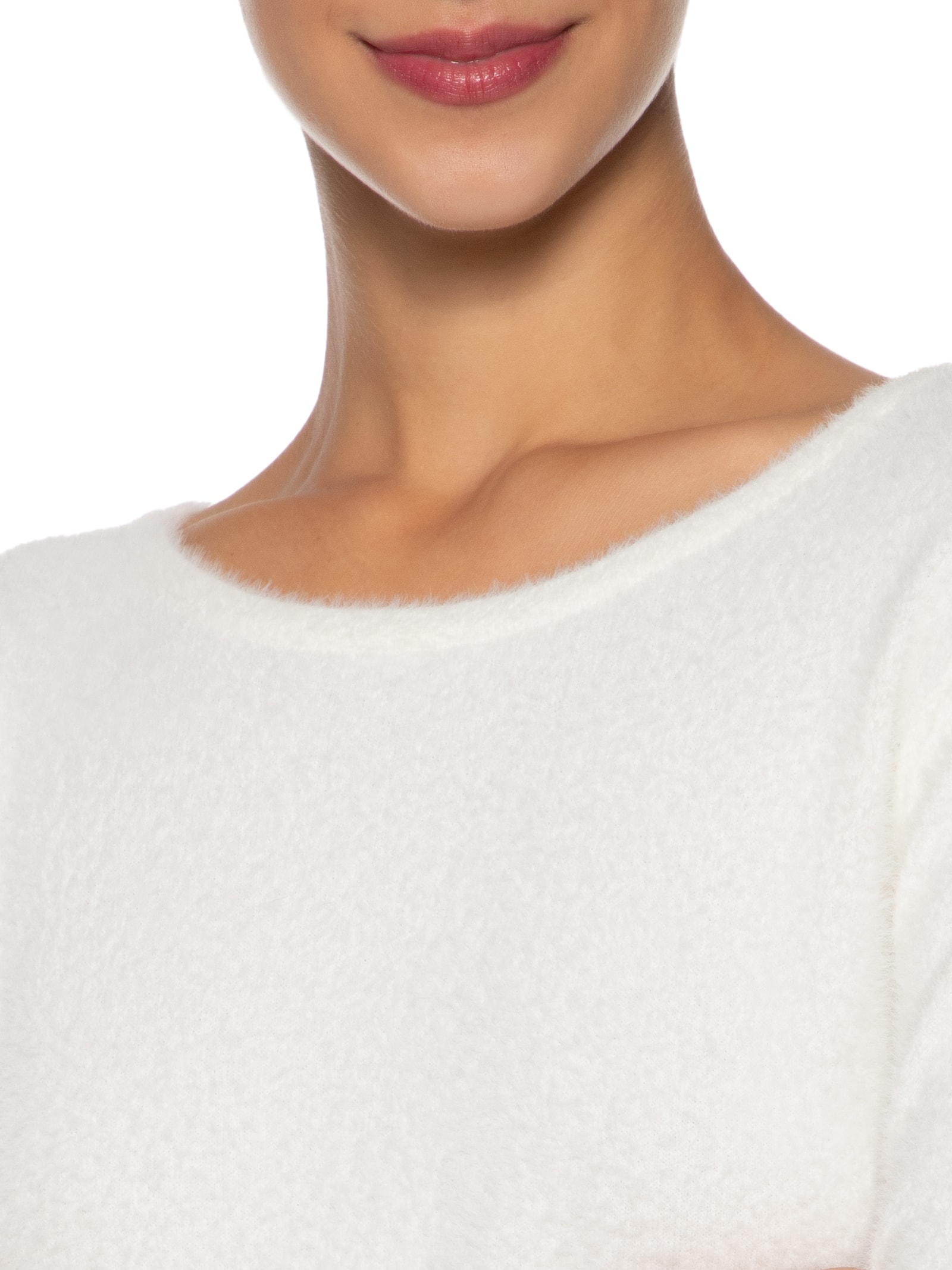 Blusa Manga Longa Feminina Em Tricot Peluciado Off White   Market 33