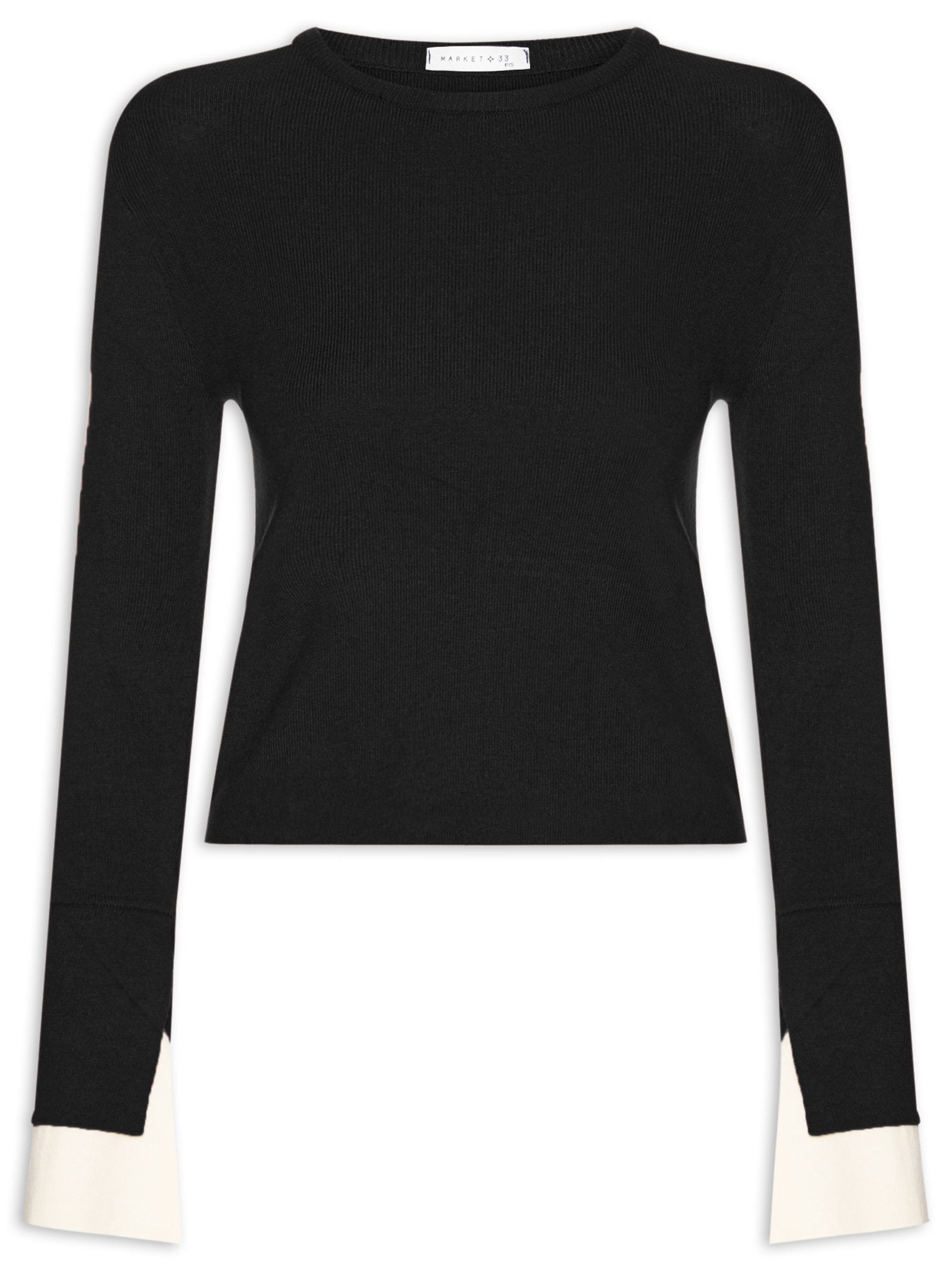 Blusa Manga Longa Feminina em Tricot Preto Market 33