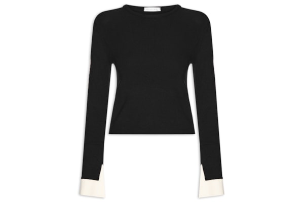 Blusa Manga Longa Feminina em Tricot - Preto