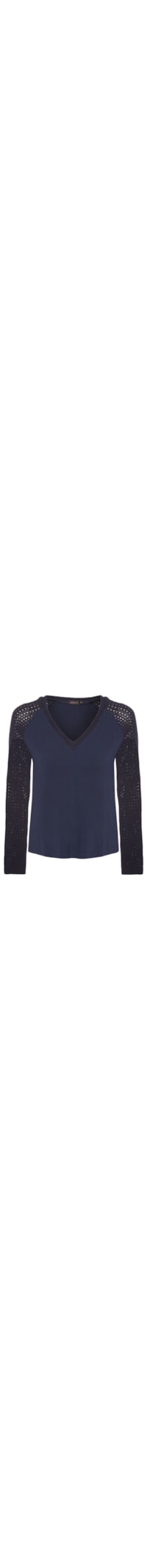 Blusa Manga Longa Rendada Maria Filó - Azul