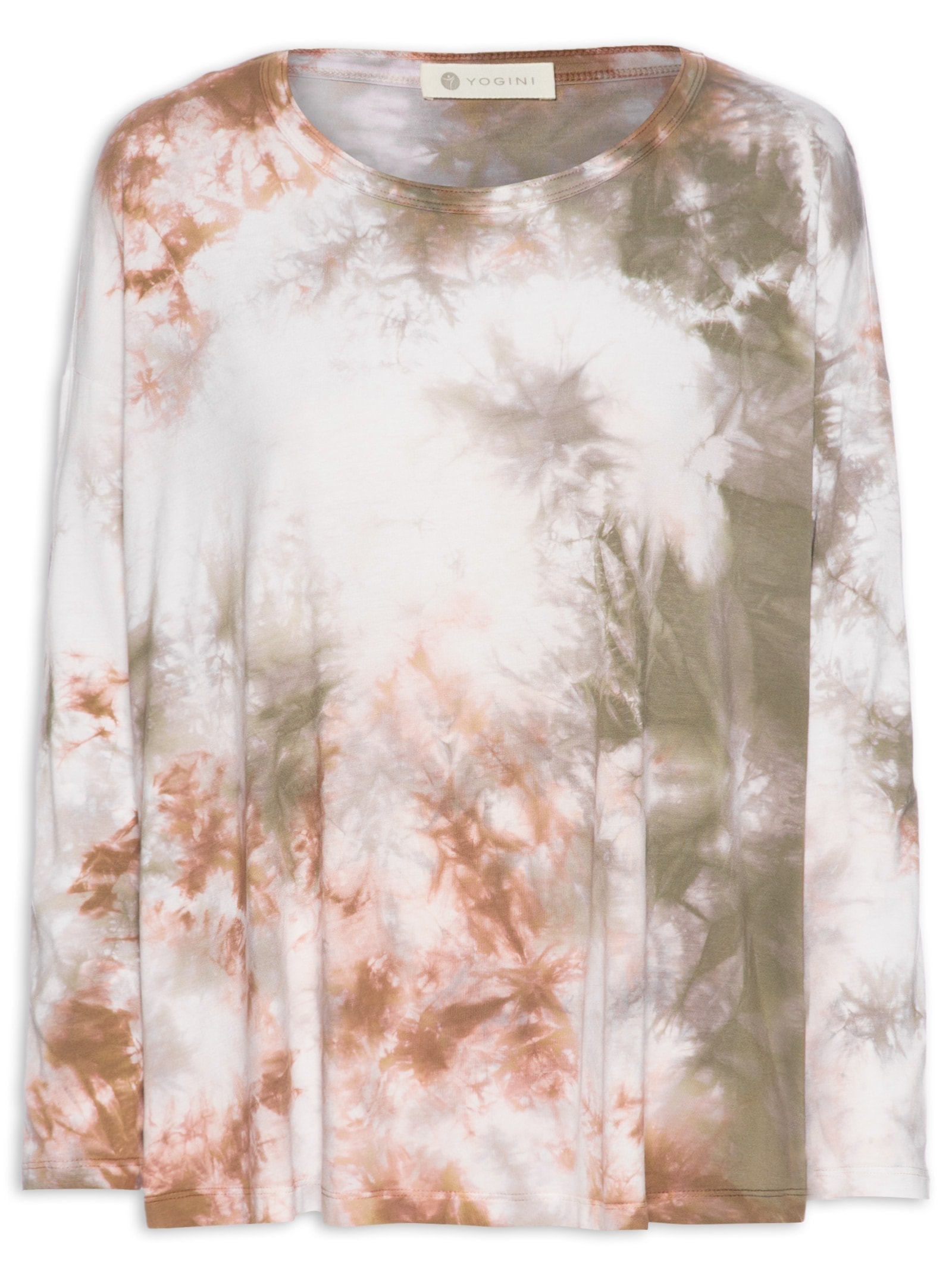 Blusa Manga Longa Tie Dye Marrom Modal Ieda Yogini