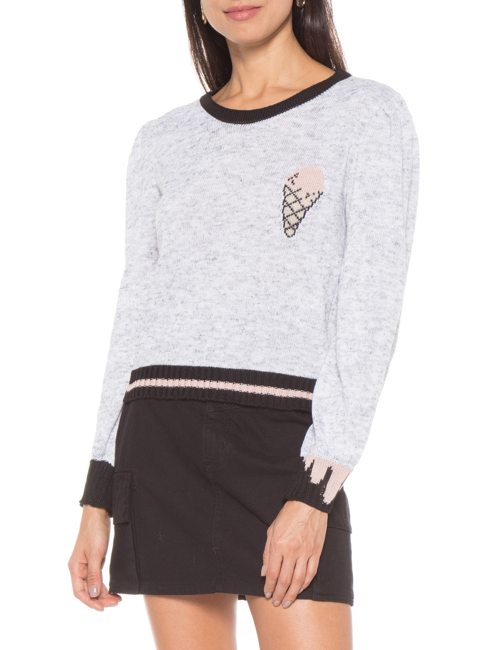 Blusa Manga Longa Tricot Sorvete Branco Market 33