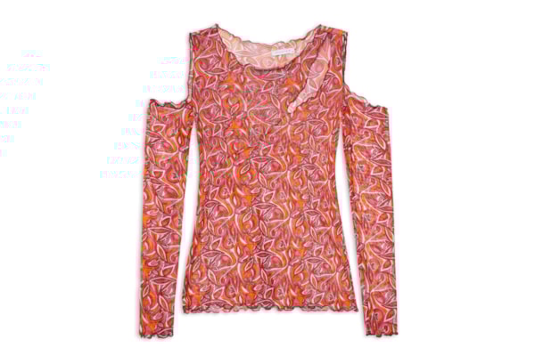 Blusa Manga Longa Tule Com Recortes - Rosa