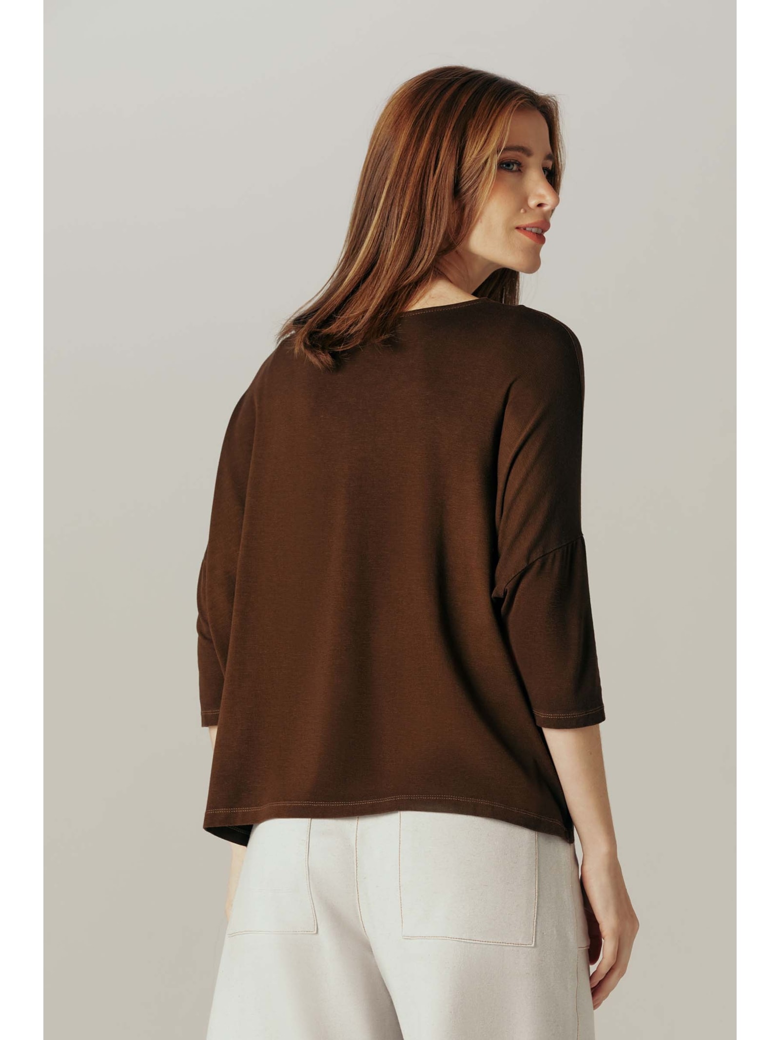 Blusa Marrom Linho Handmade Indira Yogini