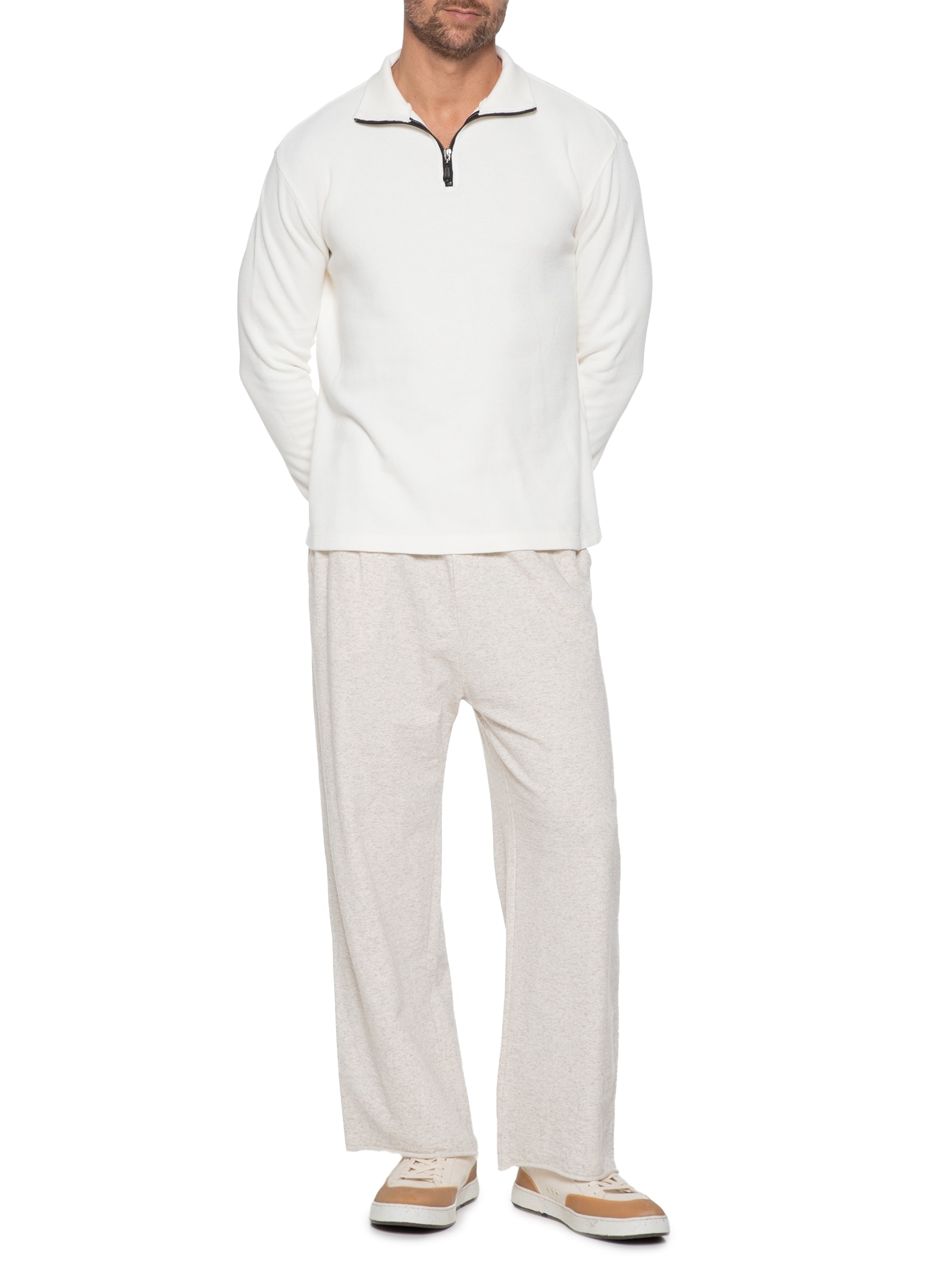 Blusa Masculina Agasalho Manga Longa Gola Alta Texture Branco Osklen