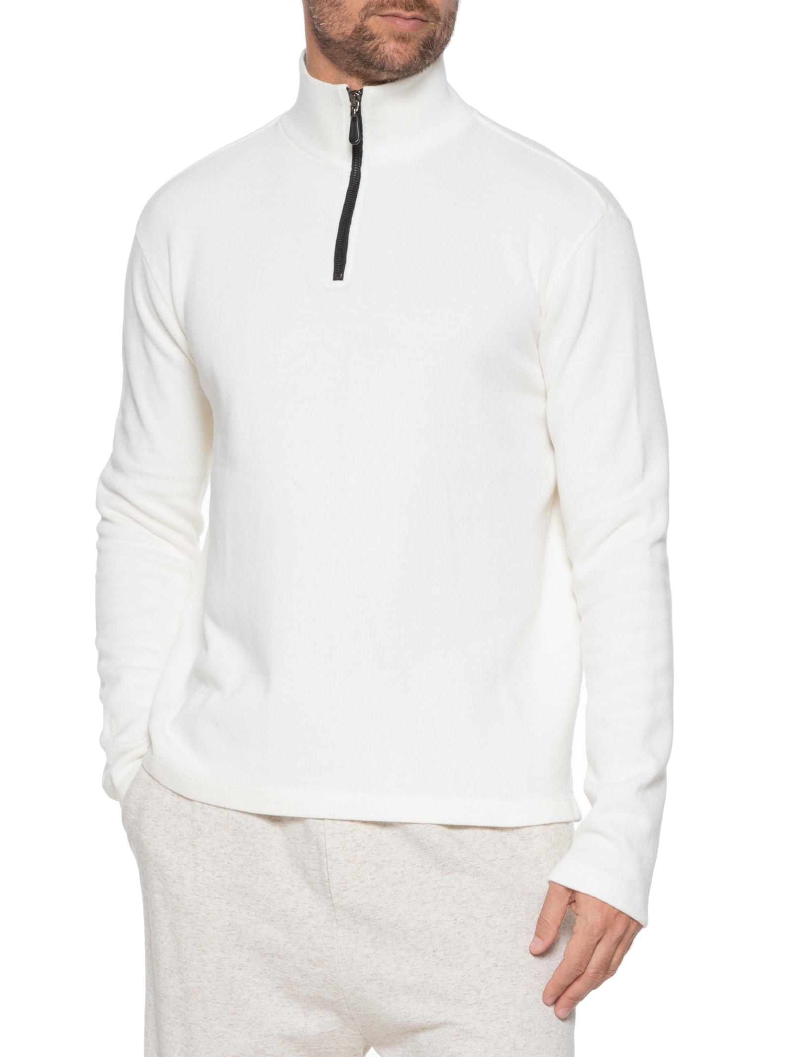 Blusa Masculina Agasalho Manga Longa Gola Alta Texture Branco Osklen