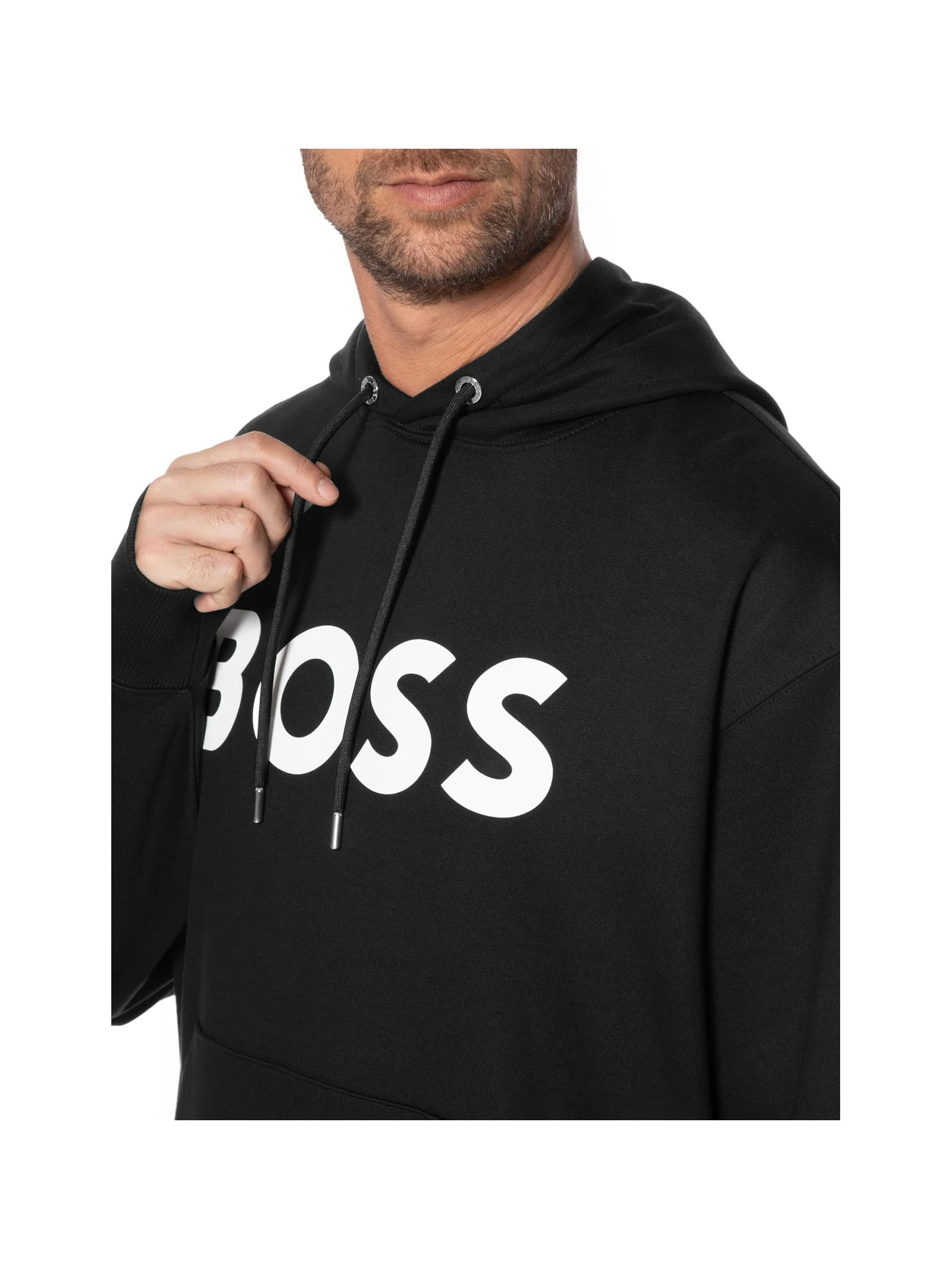 Blusa Masculina de Moletom com Gorro Sullivan Preto Boss