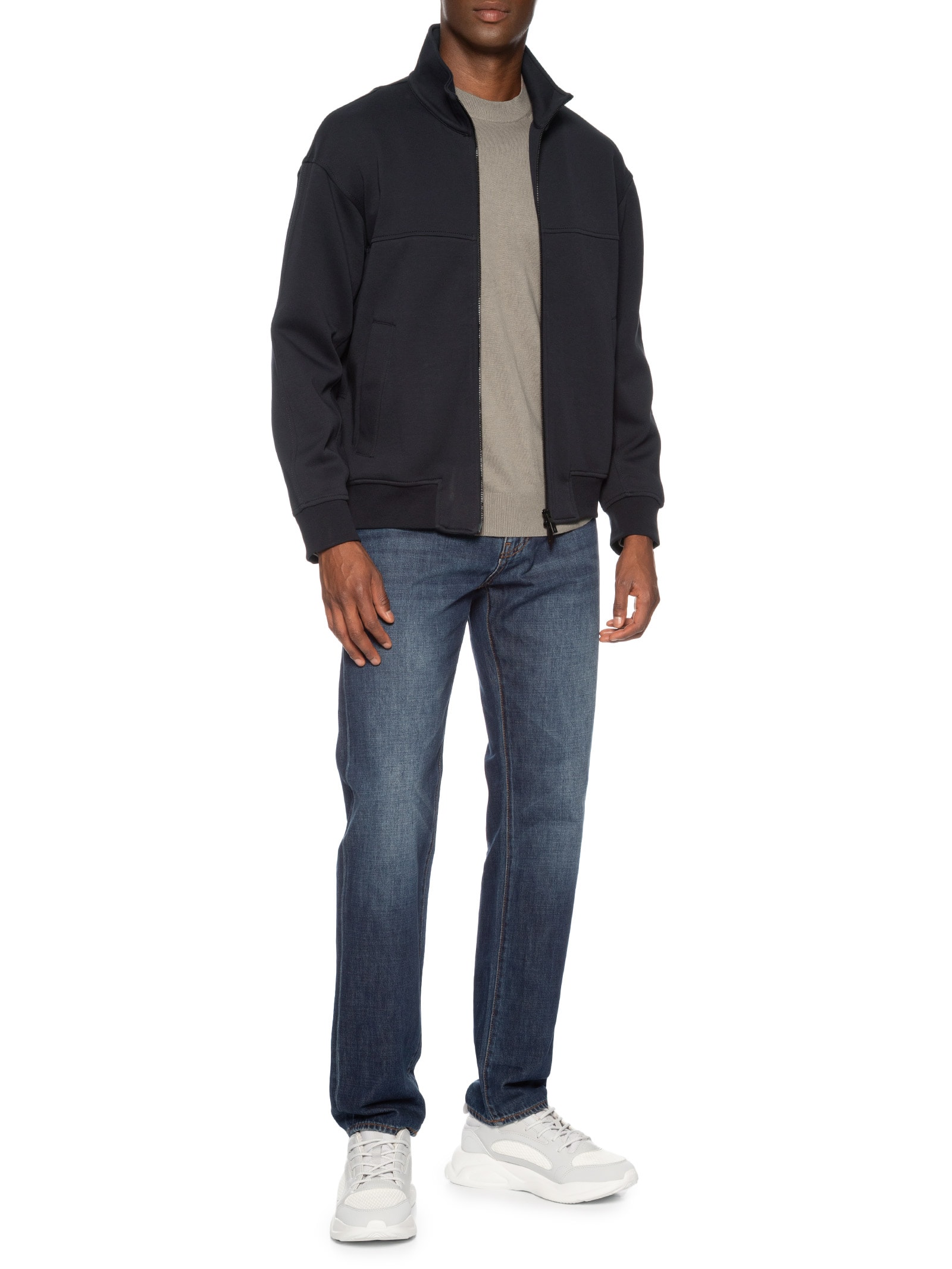 Blusa Masculina de Moletom com Zíper Azul Armani Exchange