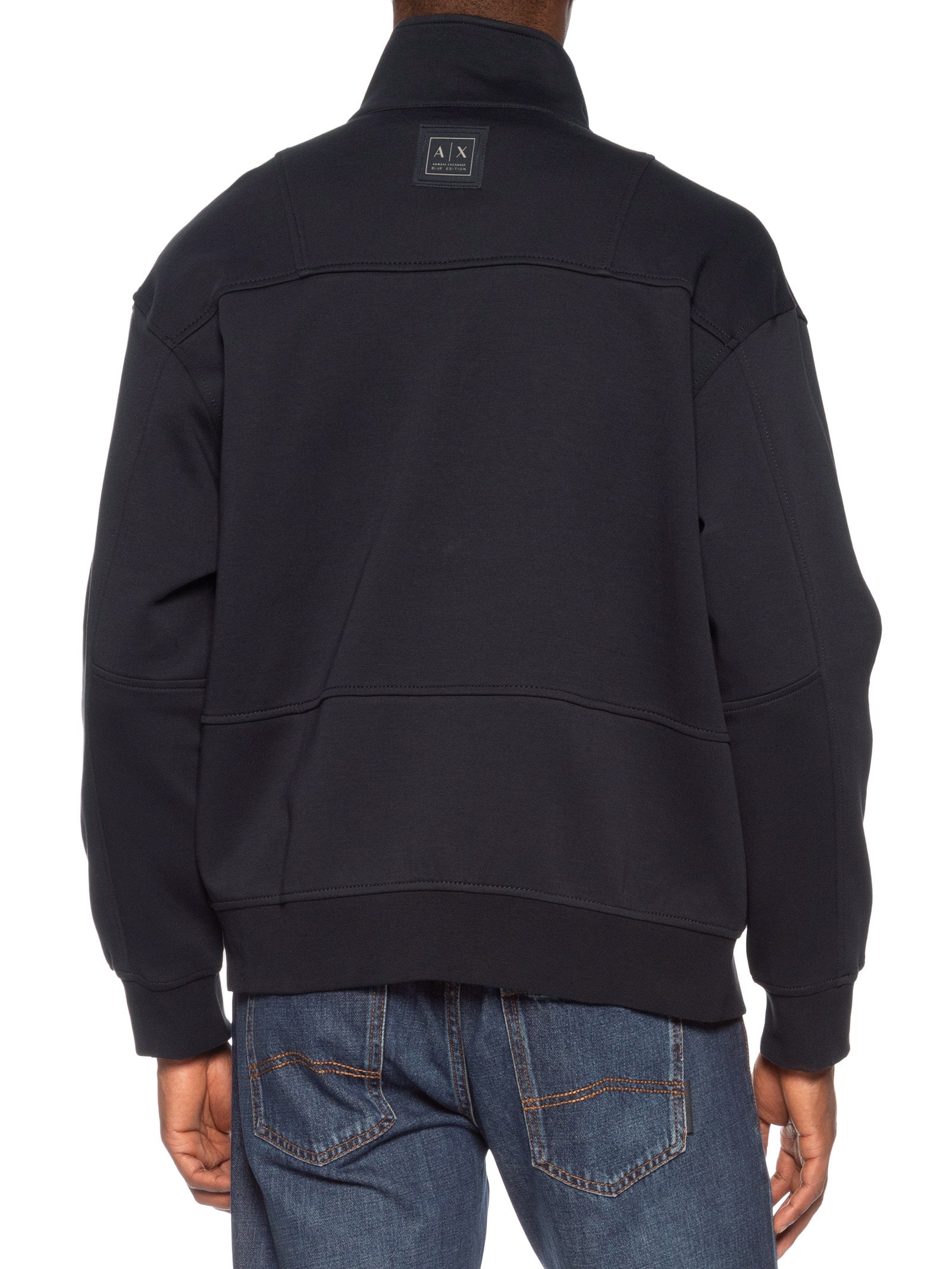 Blusa Masculina de Moletom com Zíper Azul Armani Exchange