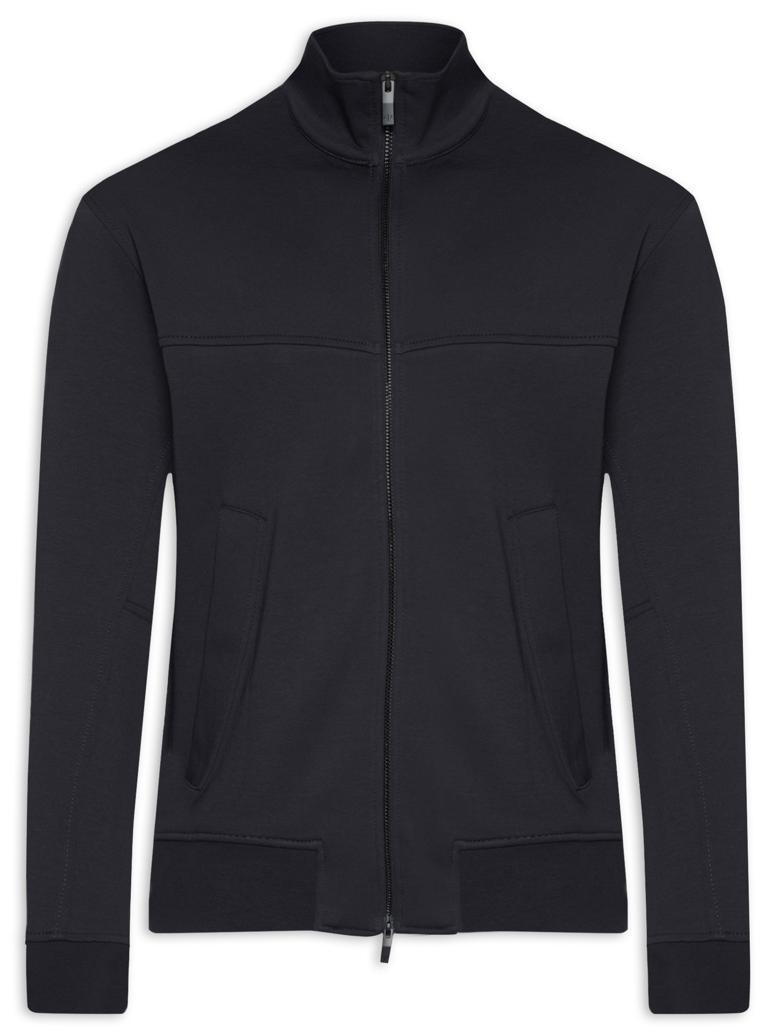 Blusa Masculina de Moletom com Zíper Azul Armani Exchange