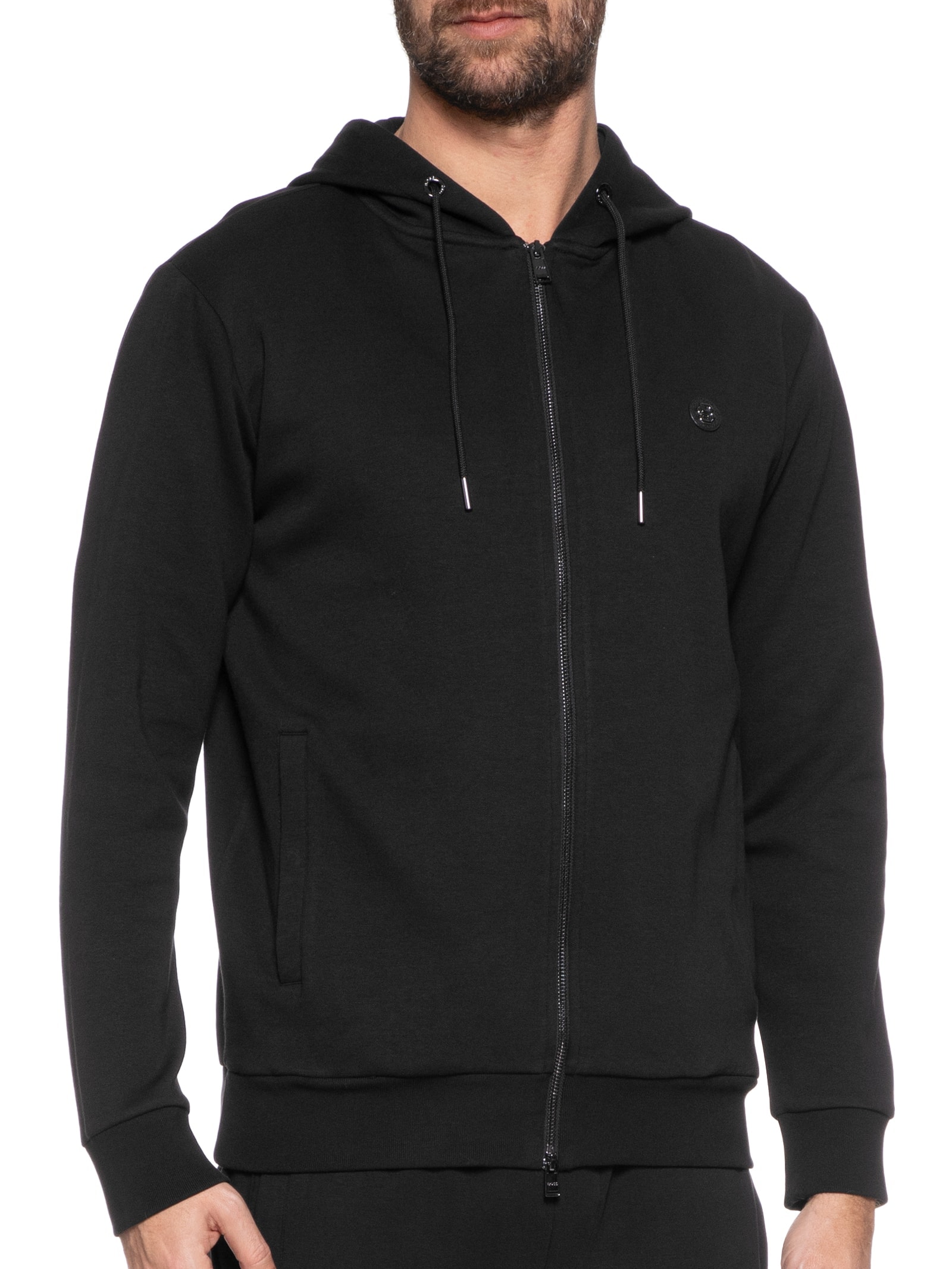 Blusa Masculina de Moletom com Zíper e Capuz C-Spence Preto Boss