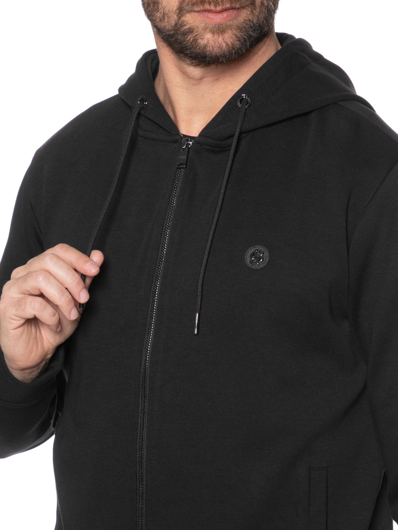 Blusa Masculina de Moletom com Zíper e Capuz C-Spence Preto Boss