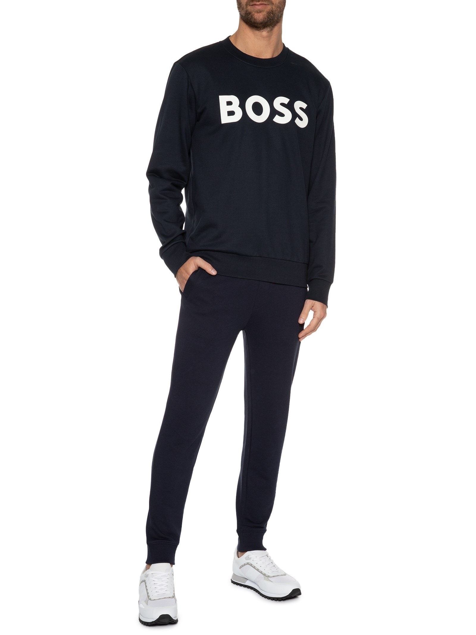 Blusa Masculina de Moletom Gola Careca Soleri Azul Boss