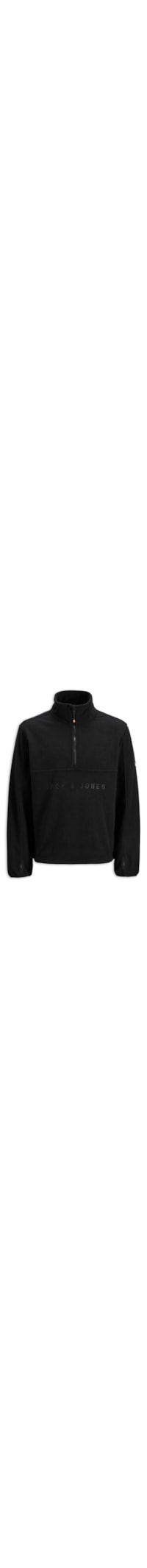 Blusa Masculina Em Fleece Leve Com Zíper e Bordado Marca - Preto
