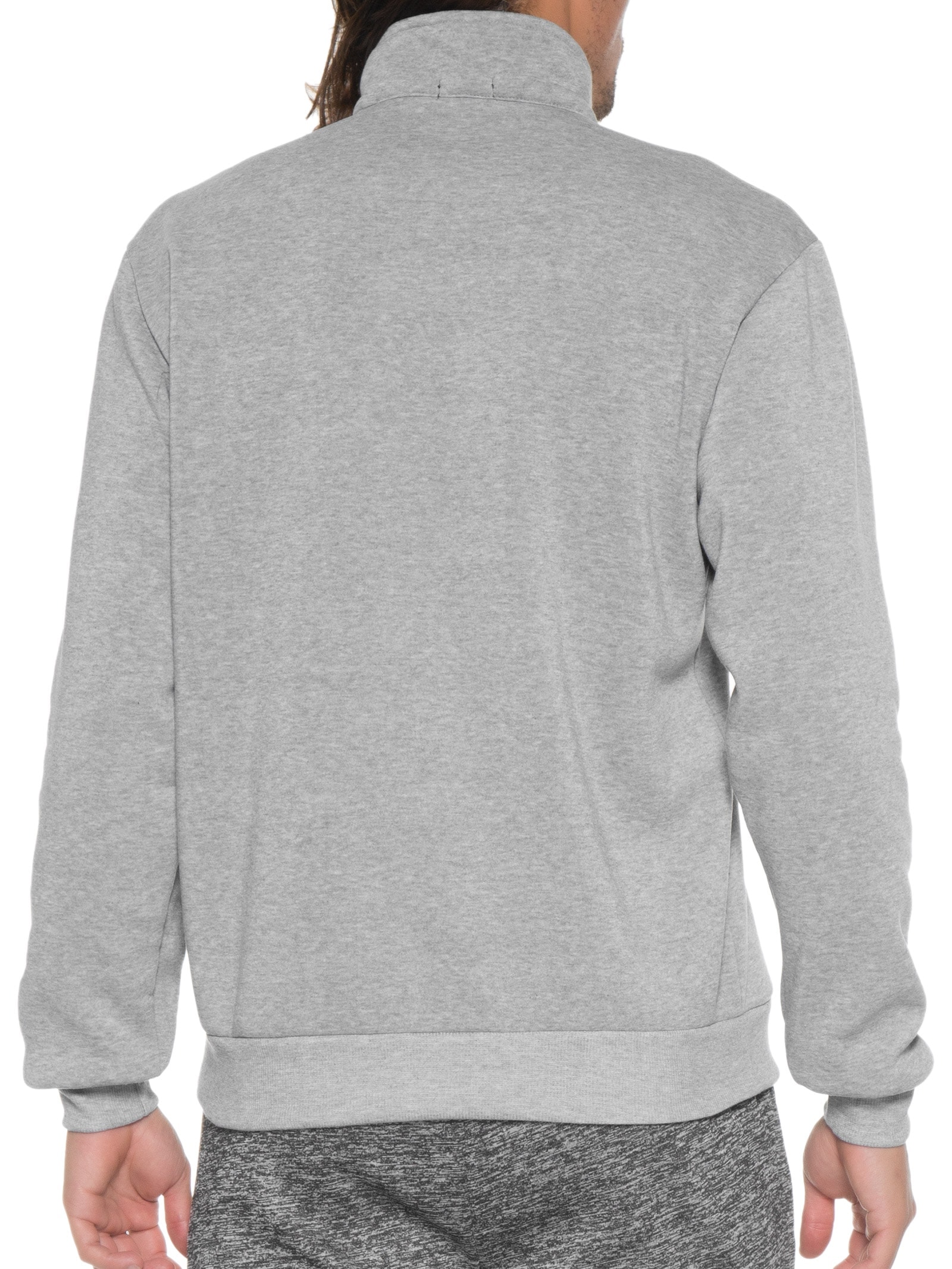 Blusa Masculina Gola Alta Com Meio Zíper Moletom Felpado Cinza Basiq Men