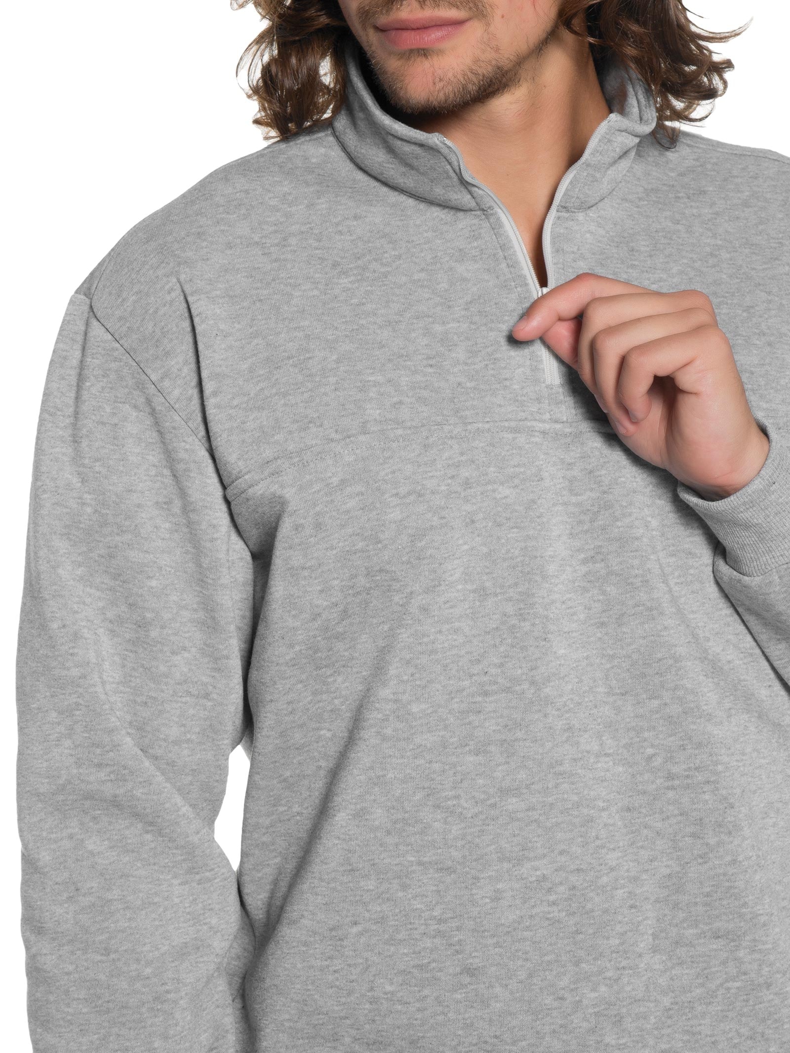 Blusa Masculina Gola Alta Com Meio Zíper Moletom Felpado Cinza Basiq Men