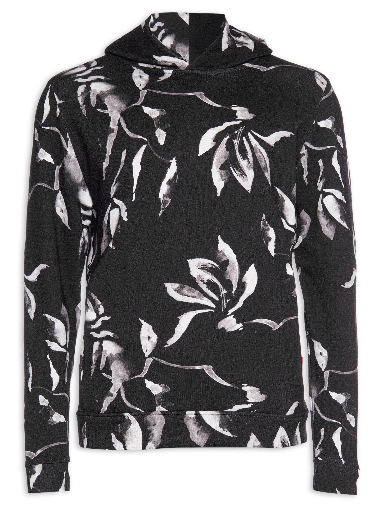 Blusa Masculina Hoodie Moletom Estampado Cerejeira Preto Reserva