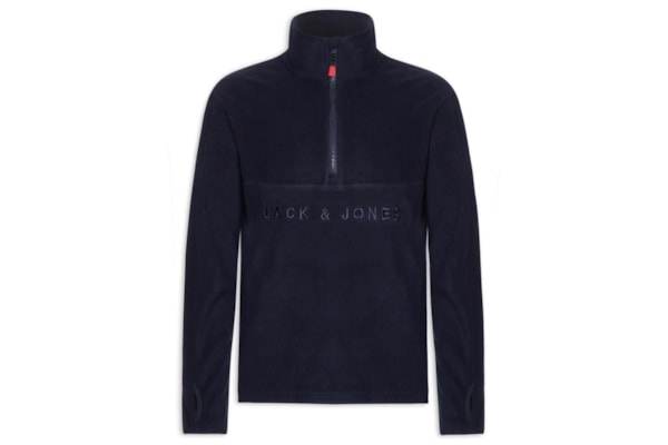 Blusa Masculina Jjalpes Half Zip Fleece Logo - Azul