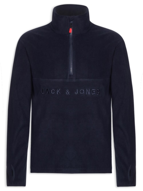 Blusa Masculina Jjalpes Half Zip Fleece Logo – Azul