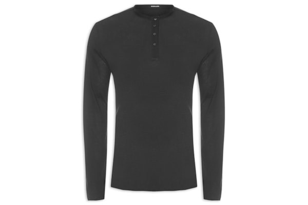 Blusa Masculina Manga Longa Visual Linen Yoke - Preto