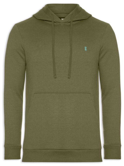 Blusa Masculina Moletom Básica Com Capuz – Verde