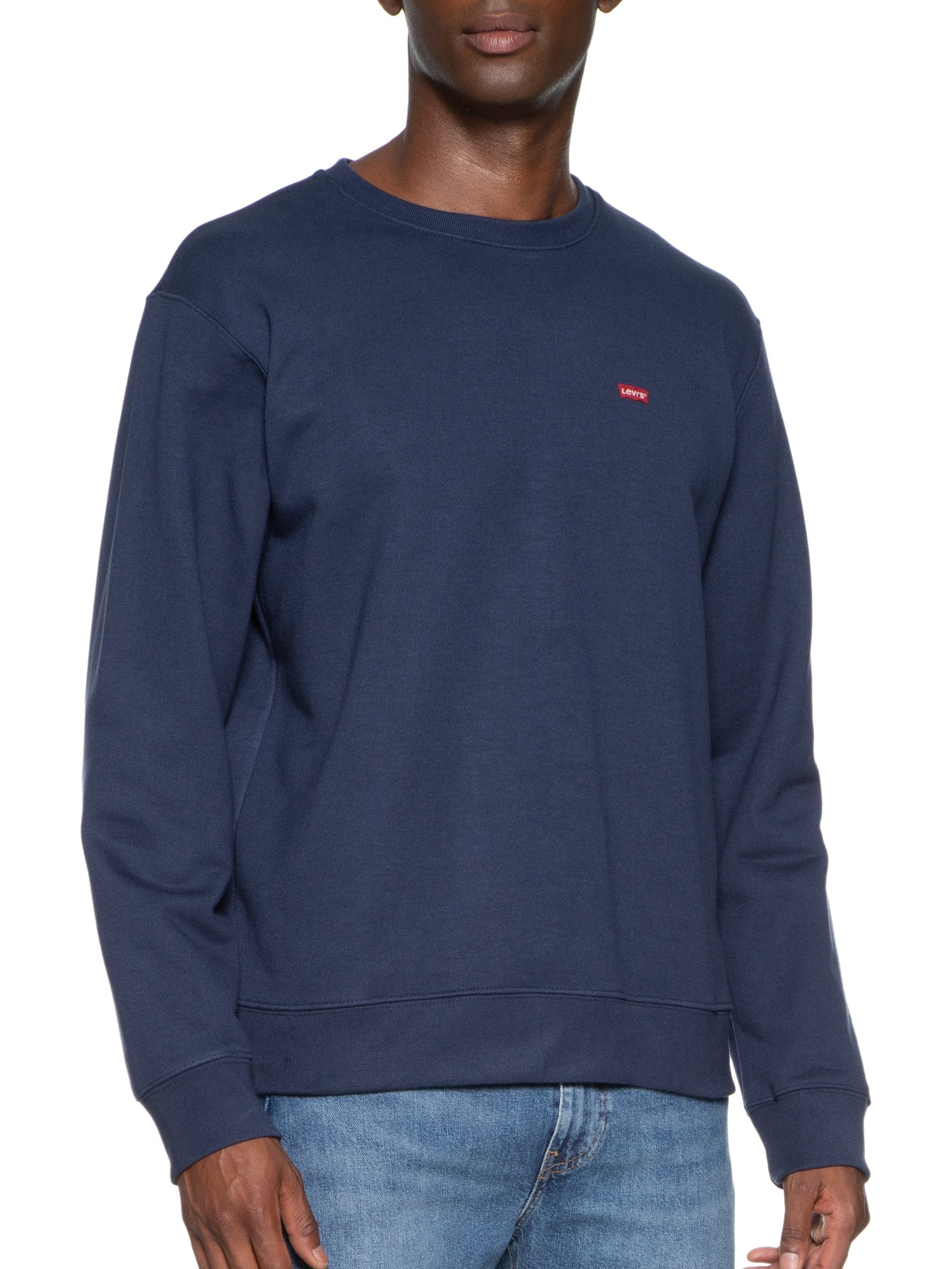 Blusa Masculina Moletom Básico Gola Careca com Logo Azul Levi's