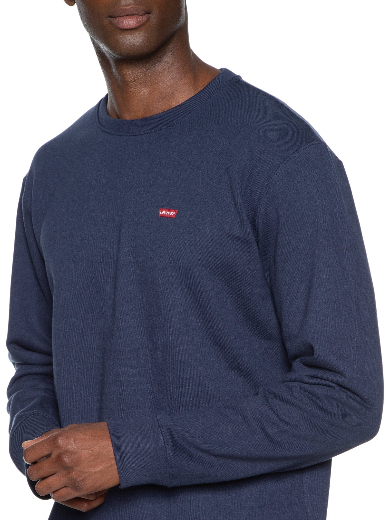 Blusa Masculina Moletom Básico Gola Careca com Logo Azul Levi's