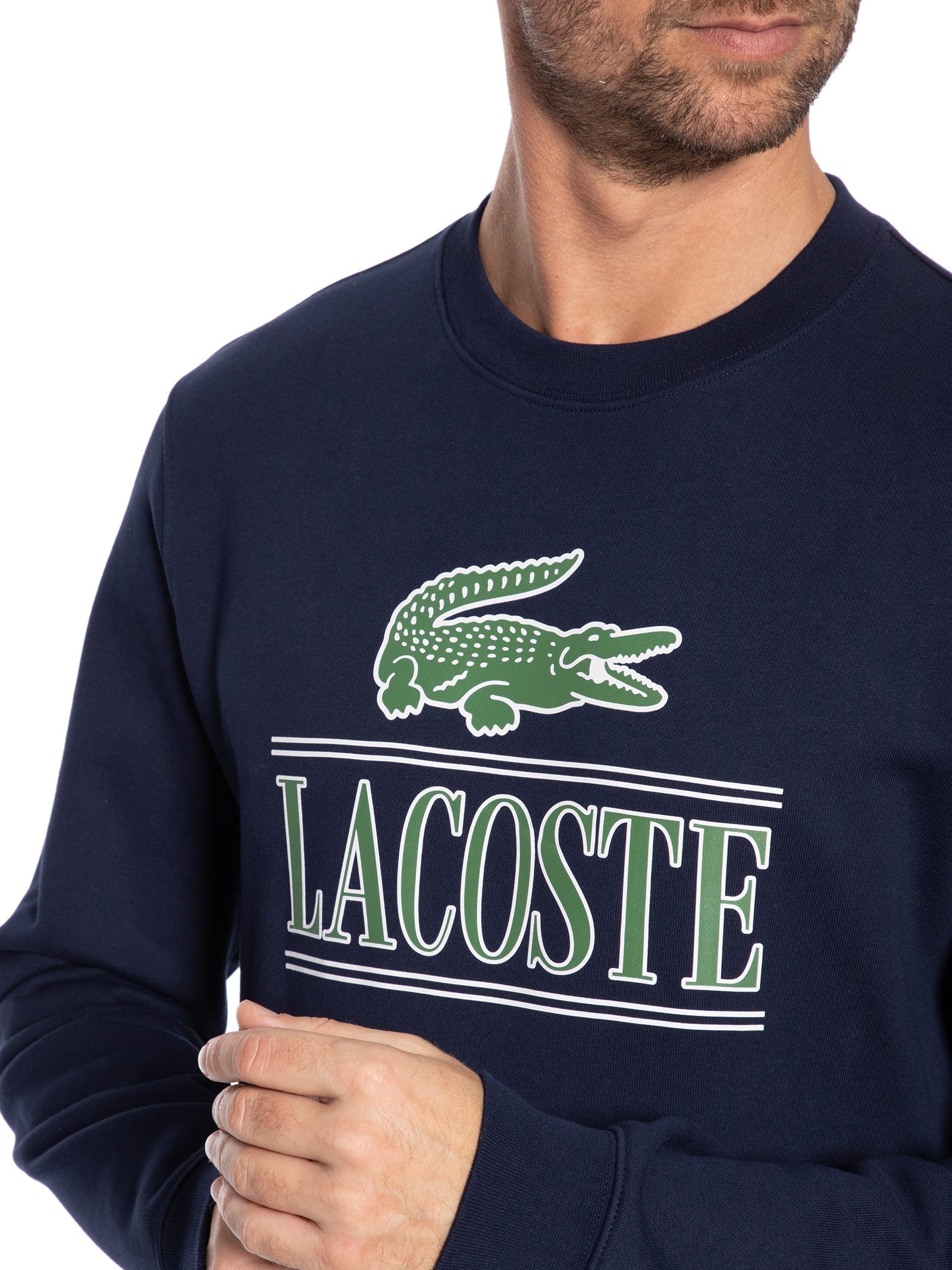 Lacoste Blusa Masculina Moletom Classic Fit Signature Em Algodão