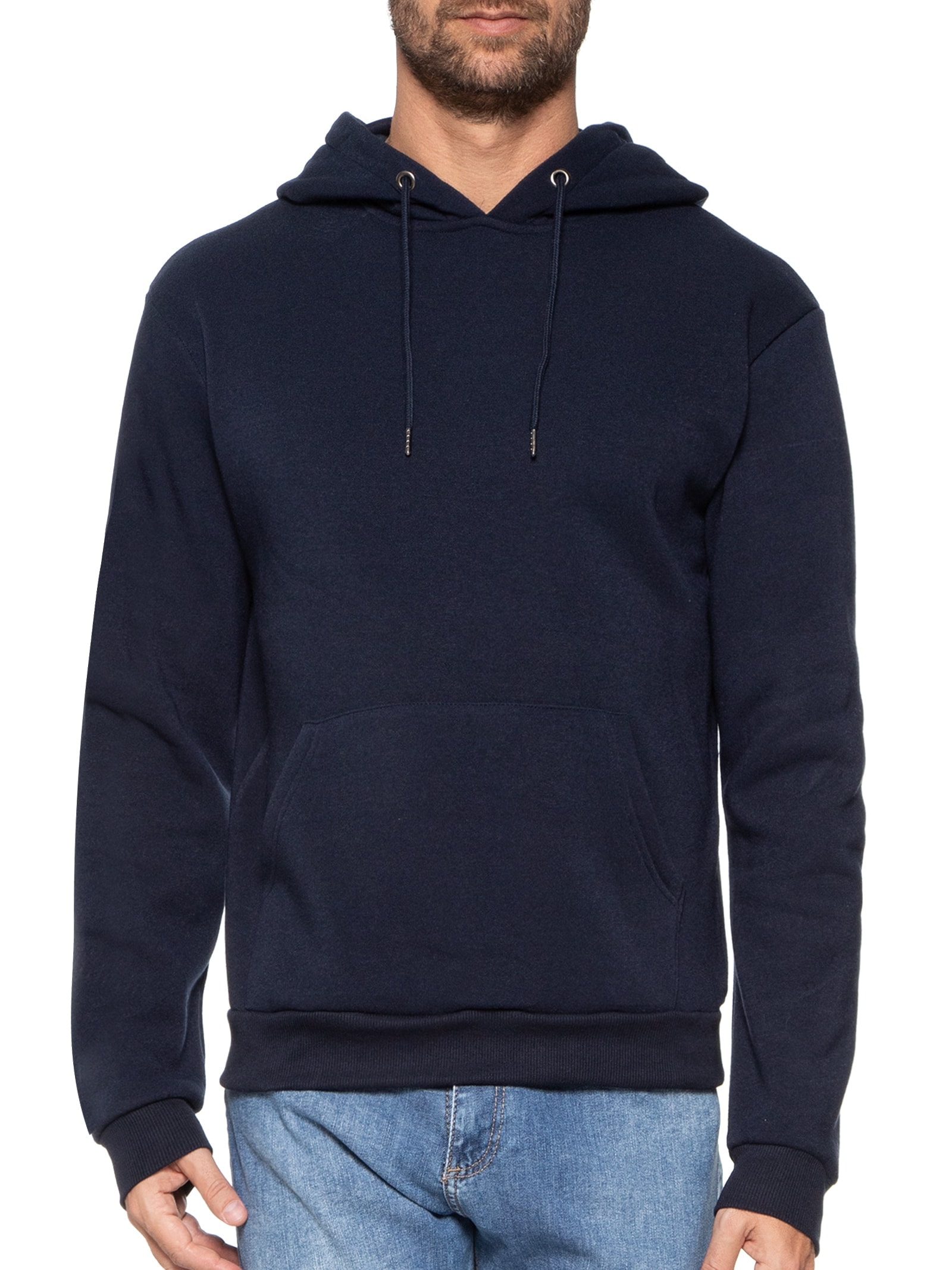 Blusa Masculina Moletom Fechado Com Capuz Básico '2 Essential Azul