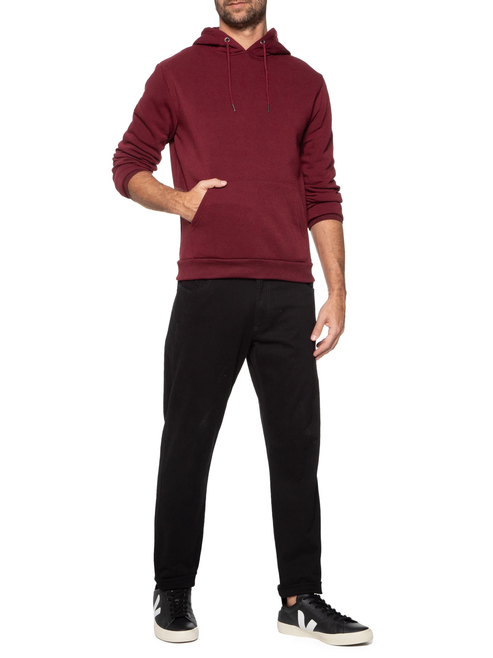 Blusa Masculina Moletom Fechado Com Capuz Básico Vermelho '2 Essential