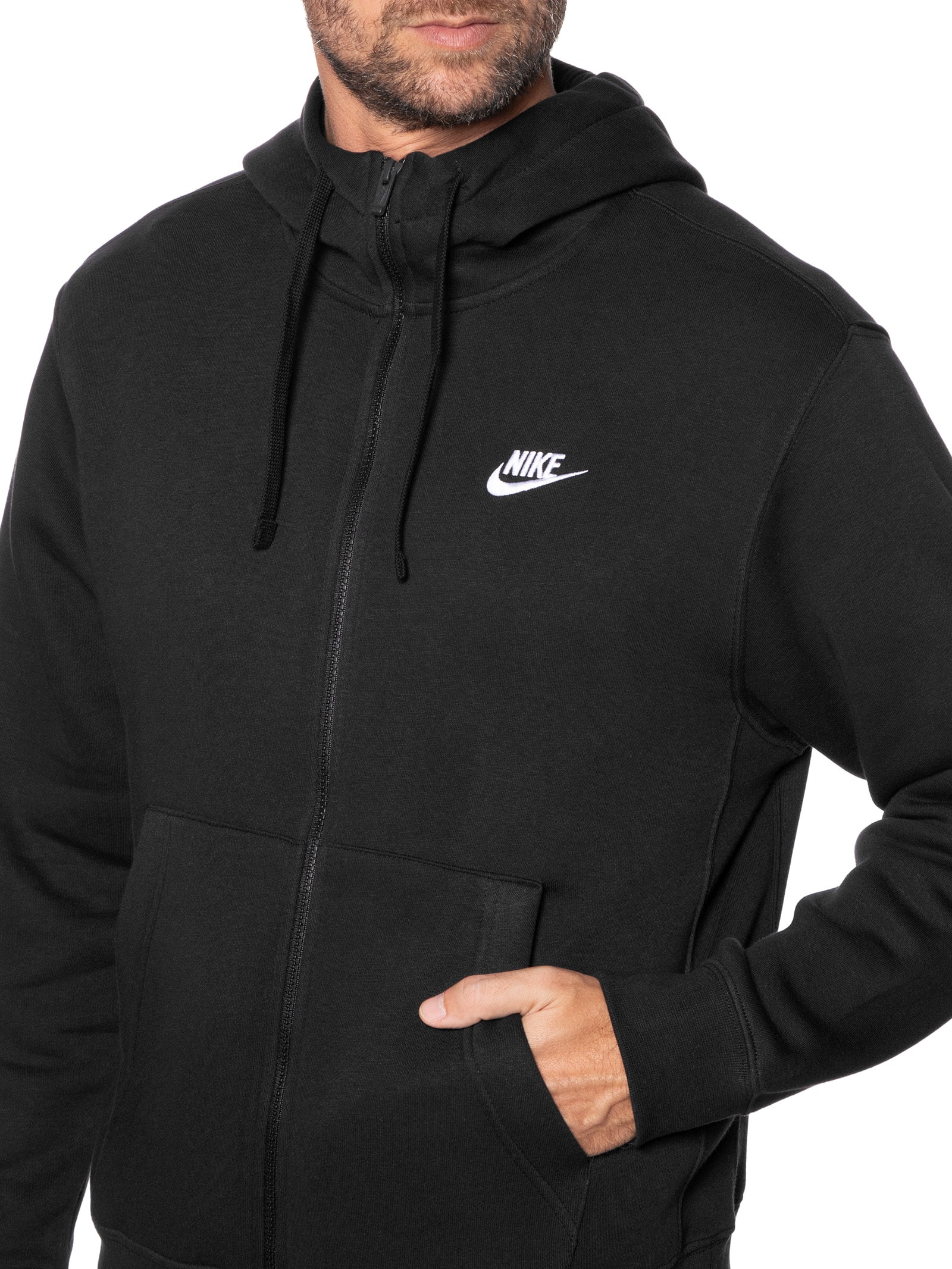 Nike Blusa Masculina Moletom Fechado M Nsw Club Hoodie Fz Bb Preto