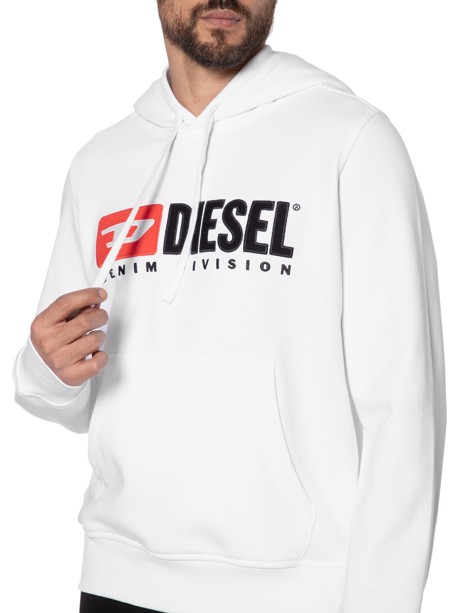 Diesel - Blusa Masculina Moletom Ginn Hood Div Sweatshirt - Branco