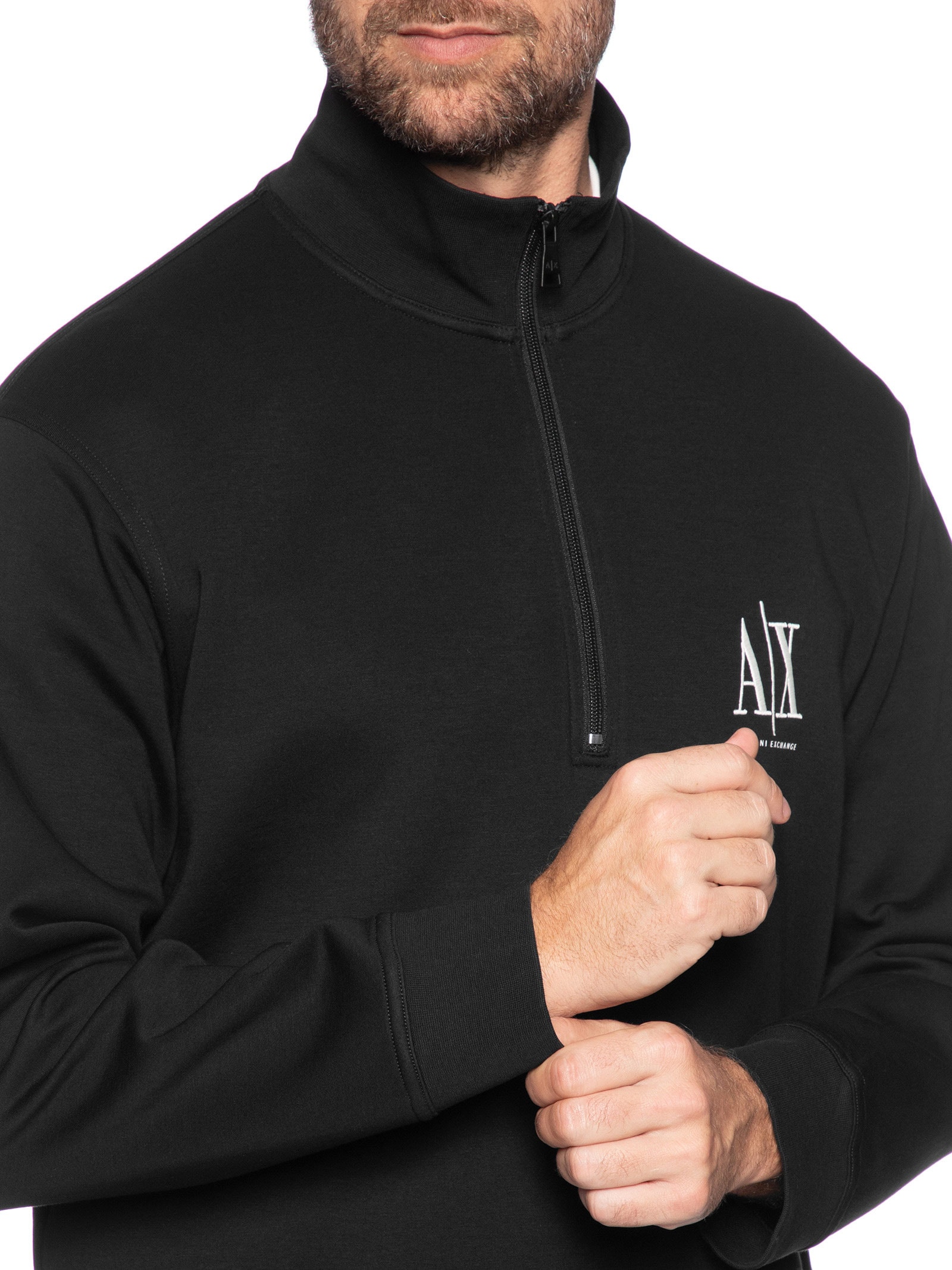 Blusa Masculina Moletom Gola Hal Zip Preto Armani Exchange
