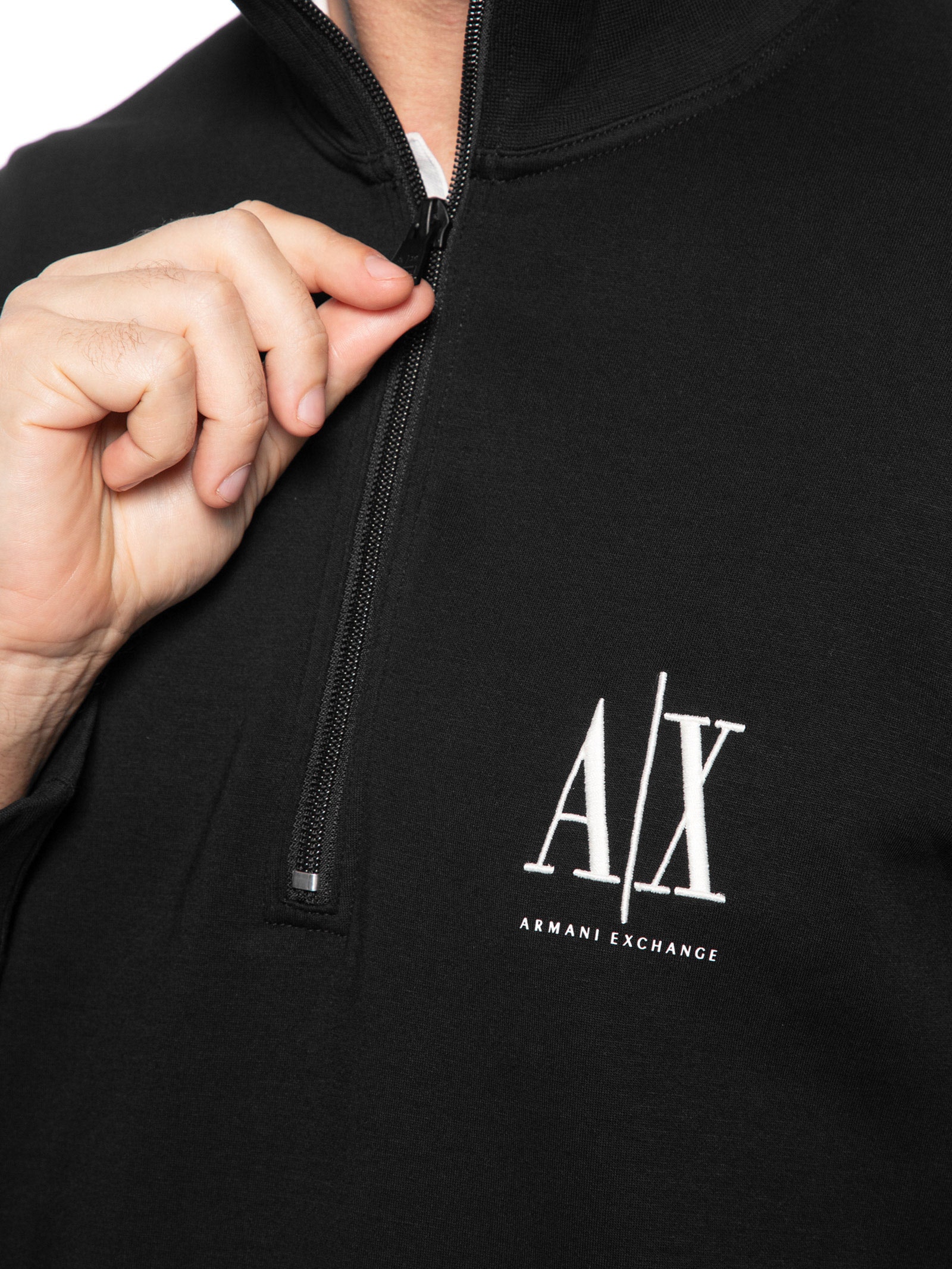 Blusa Masculina Moletom Gola Hal Zip Preto Armani Exchange