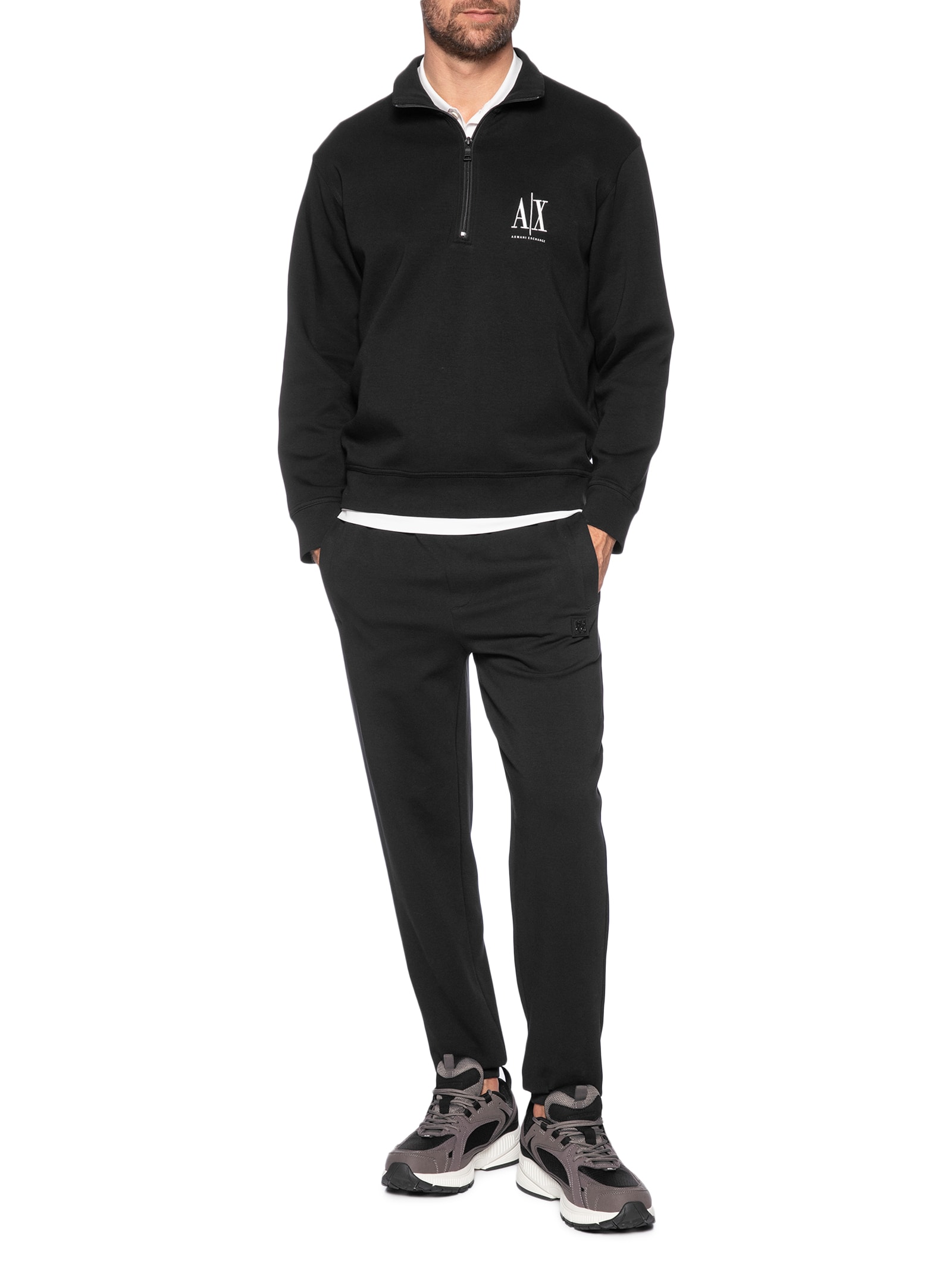 Blusa Masculina Moletom Gola Hal Zip Preto Armani Exchange
