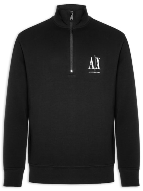 Blusa Masculina Moletom Gola Hal Zip – Preto