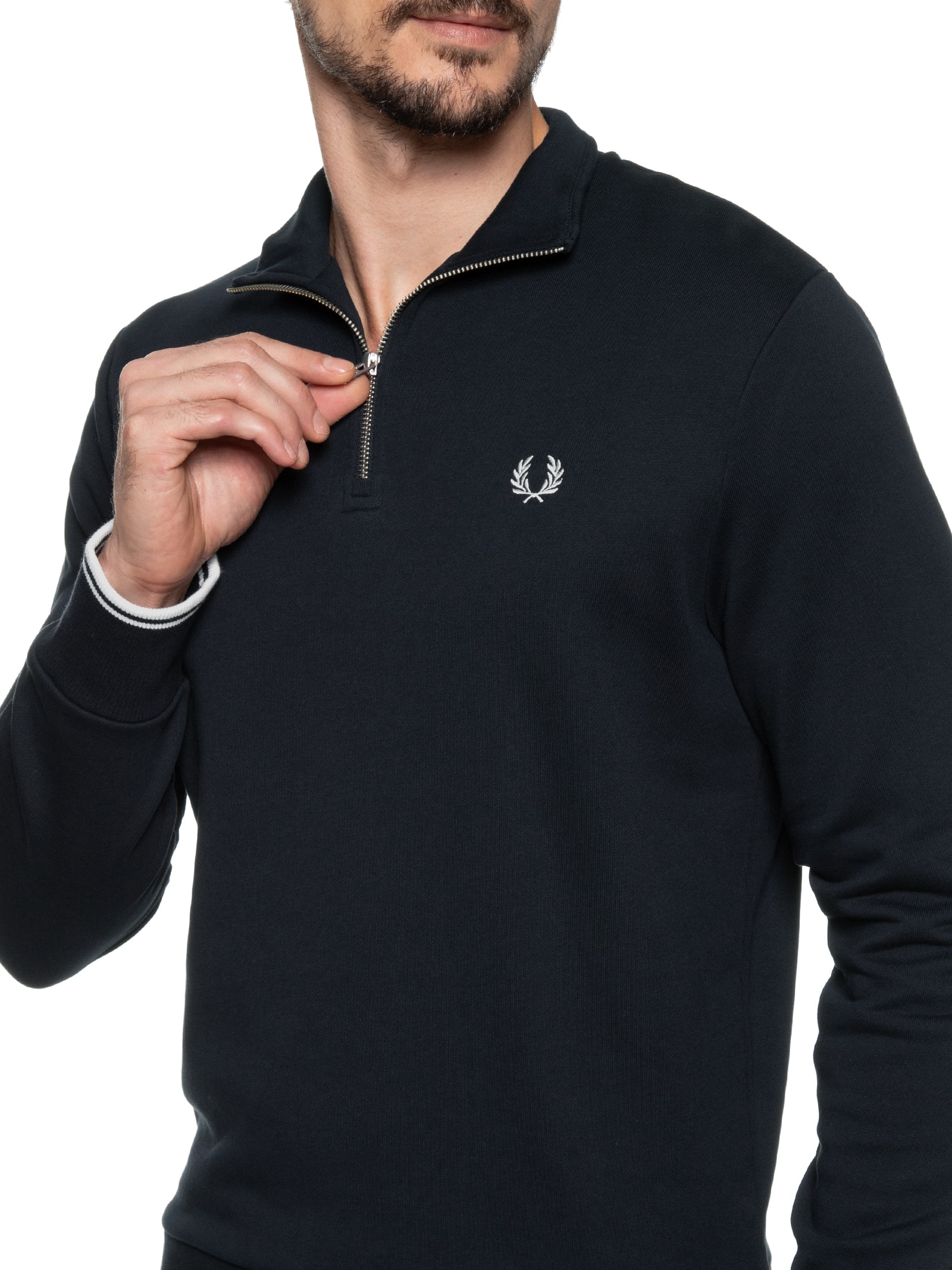Blusa Masculina Moletom Half Zip - Fred Perry - Azul