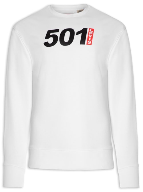 Blusa Masculina Moletom Relaxd Graphic Crew - Branco