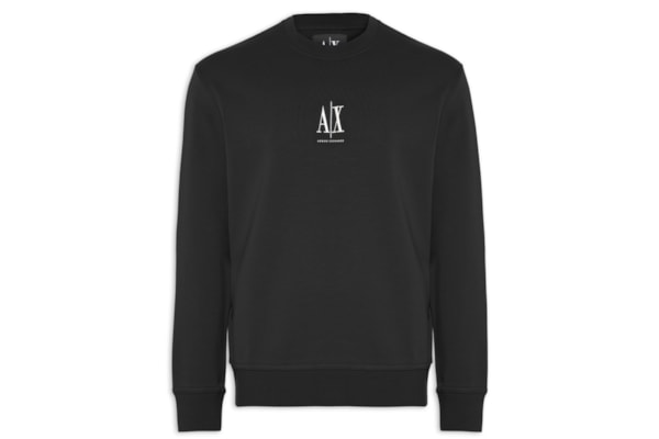 Blusa Masculina Moletom Sweatshirt Com Logo A|X Bordado - Preto