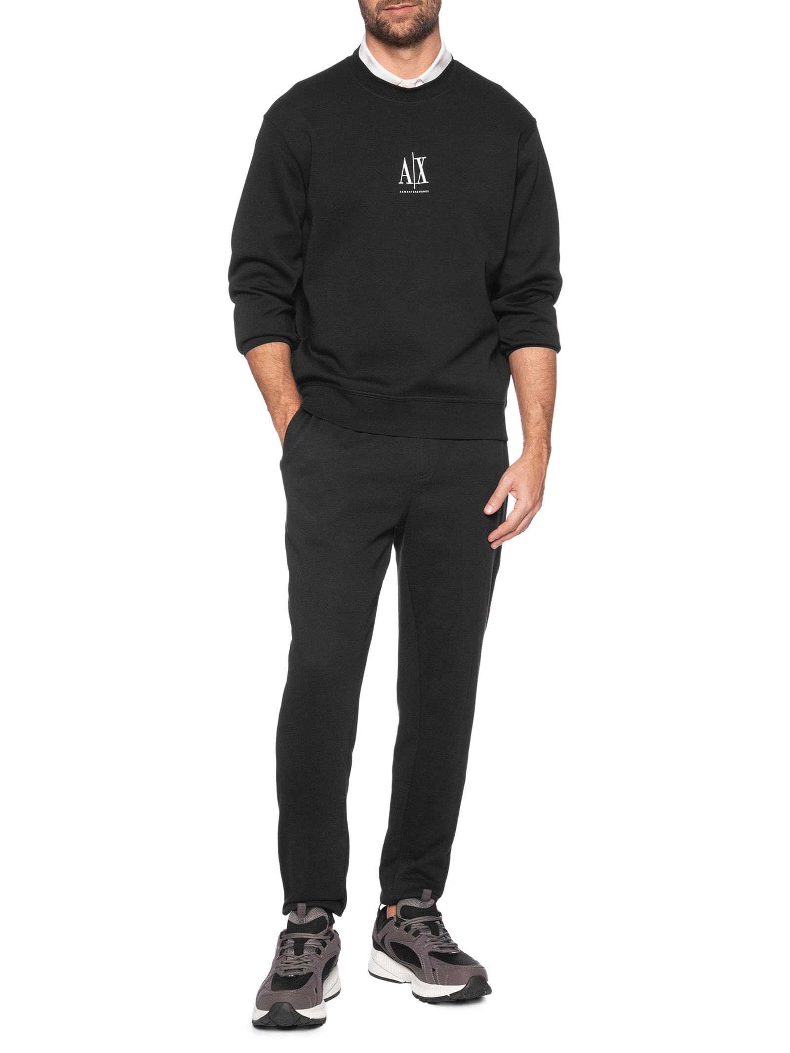 Blusa Masculina Moletom Sweatshirt Com Logo A|X Bordado Preto Armani Exchange