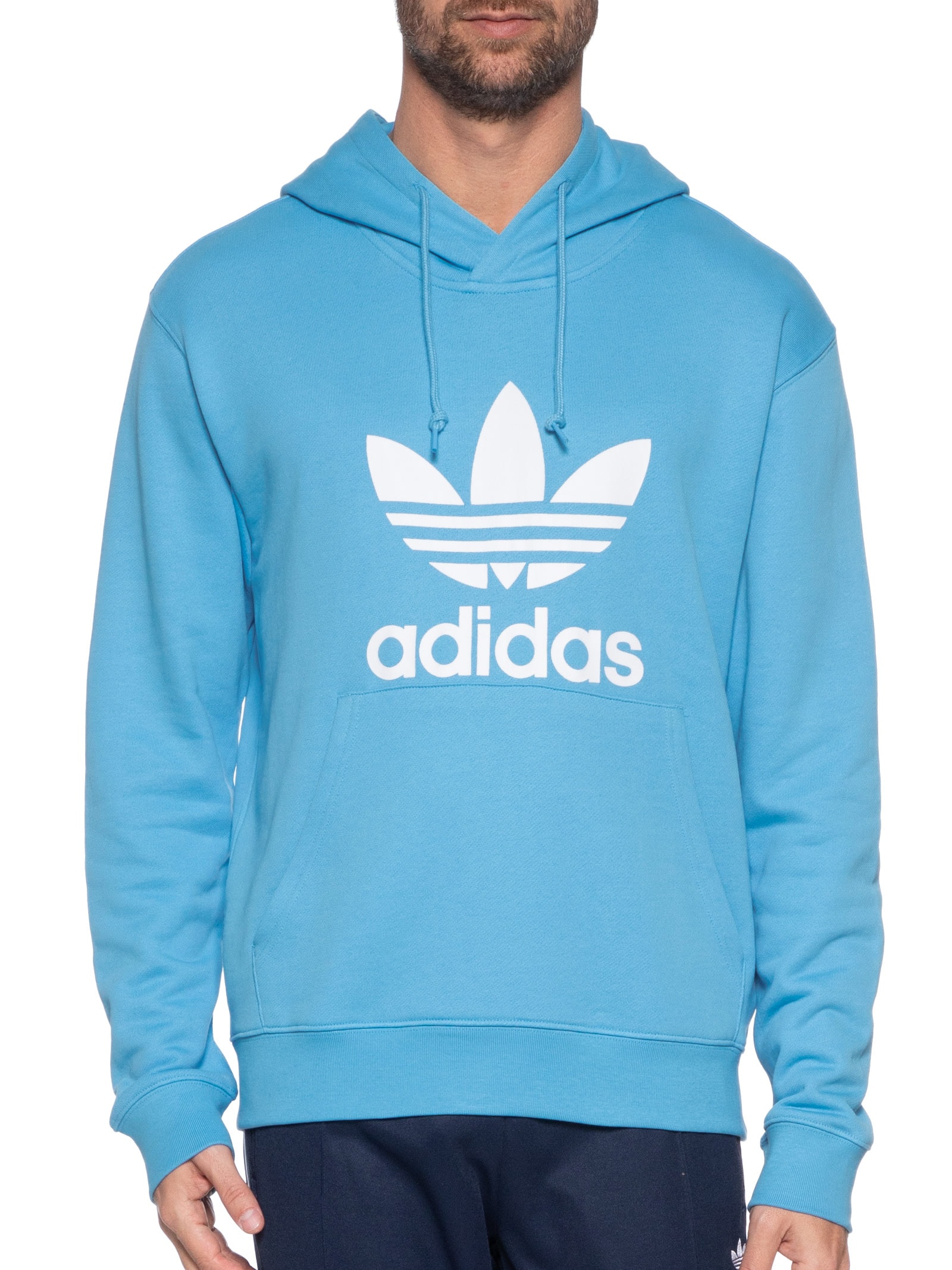 Adidas Originals Blusa Masculina Moletom Trefoil Com Capuz Azul