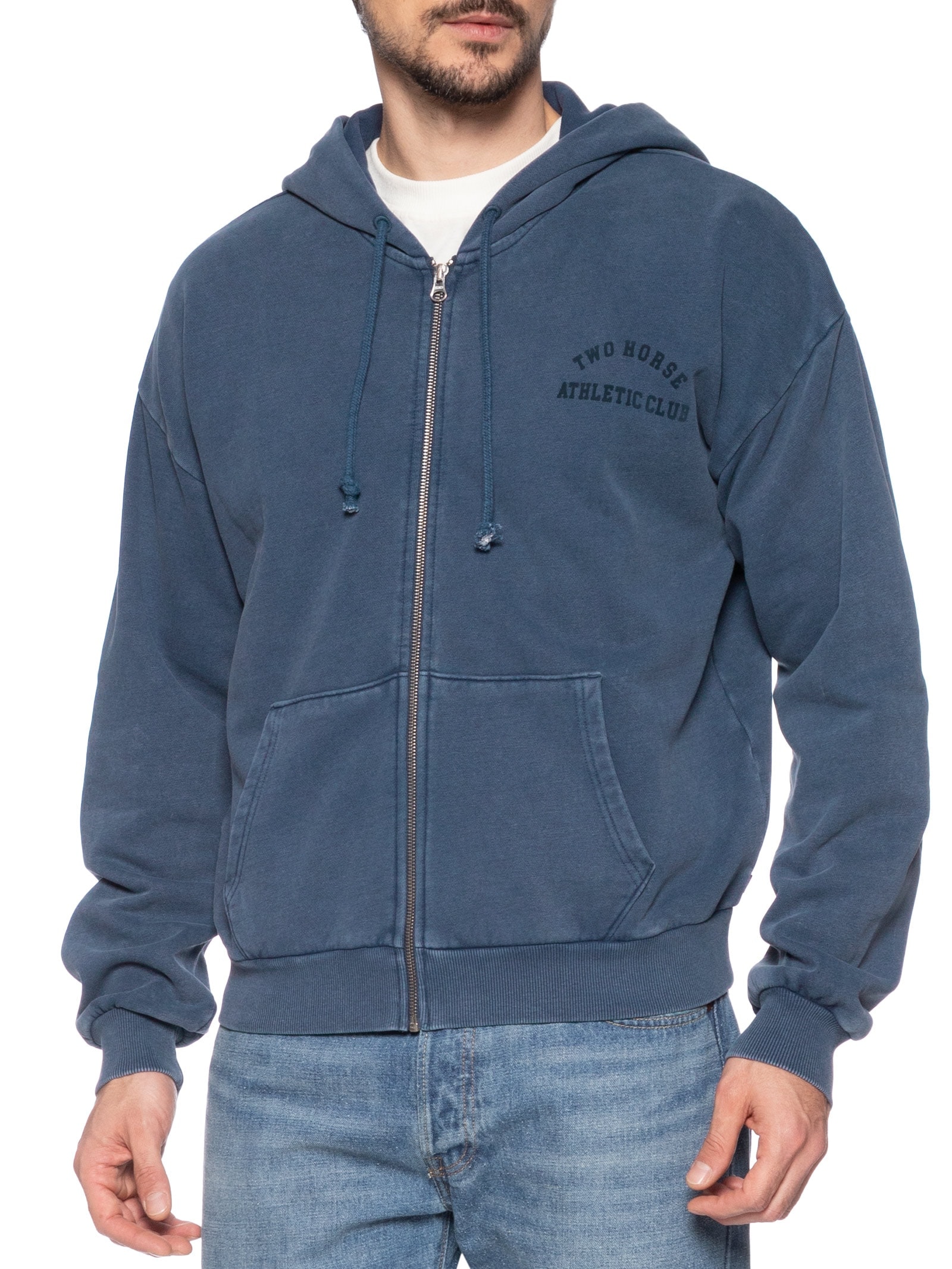 Blusa Masculina Moletom Two Horse Cropped Fit Com Zíper Azul Levi's