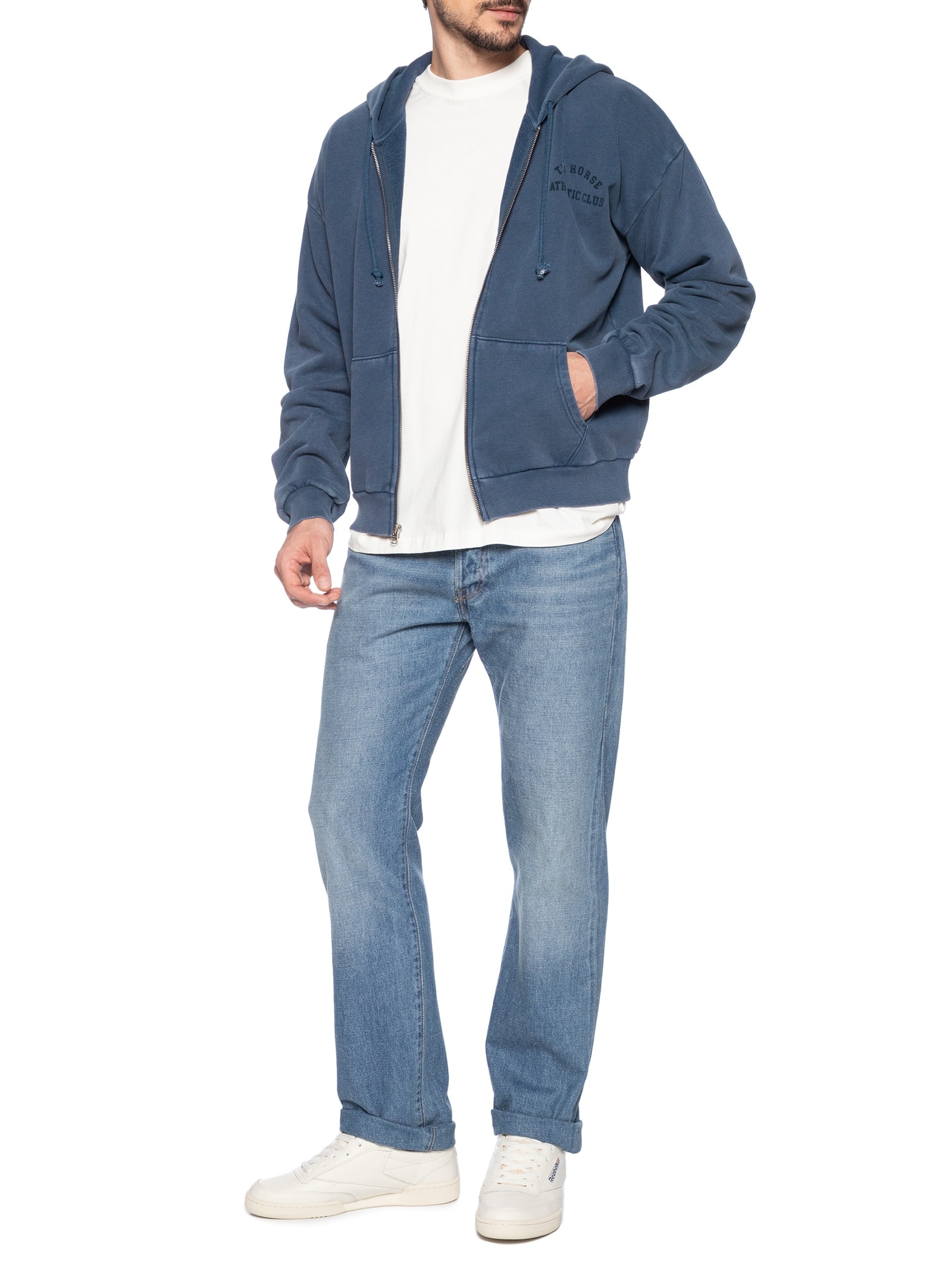 Blusa Masculina Moletom Two Horse Cropped Fit Com Zíper Azul Levi's