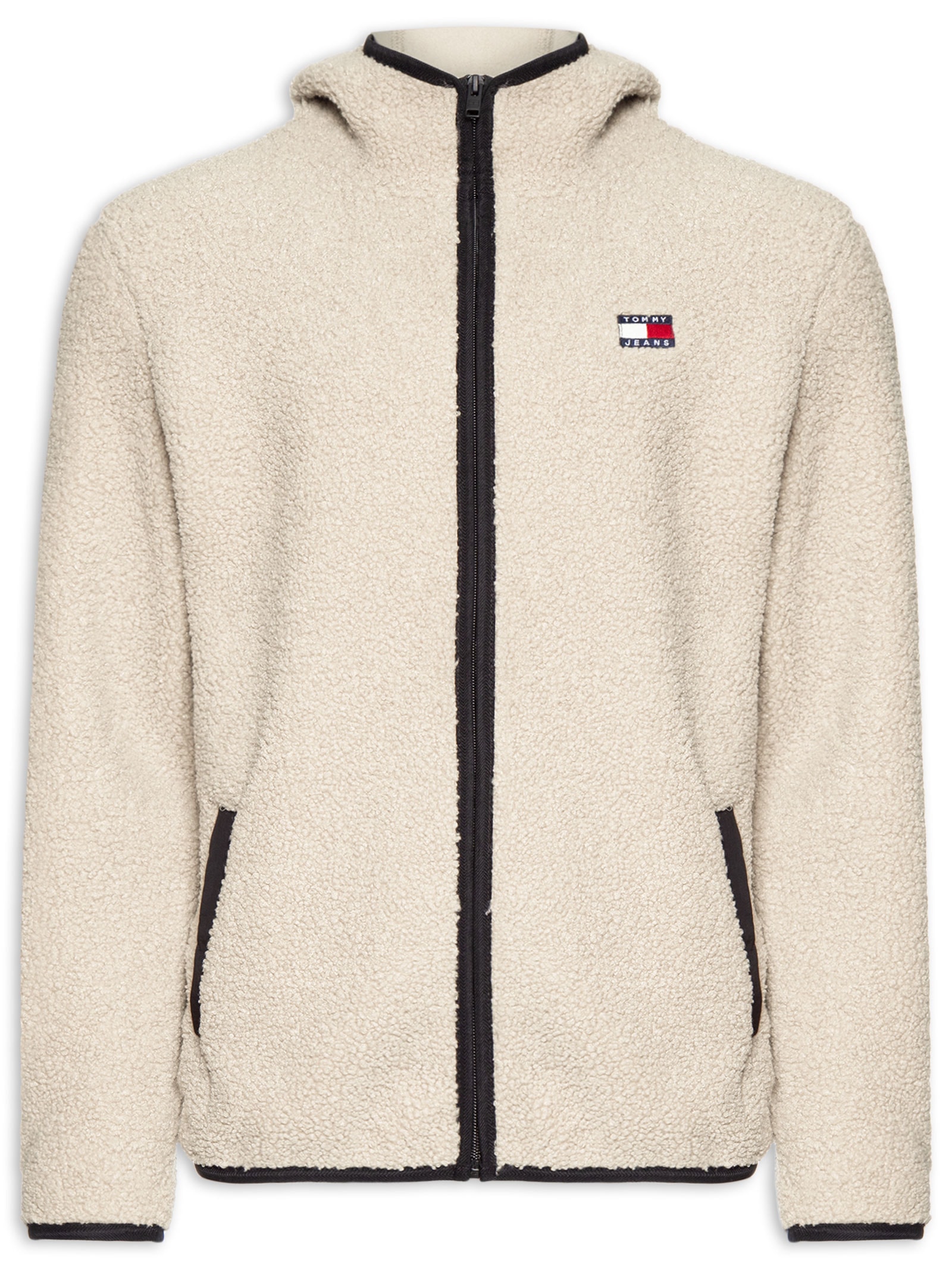 Blusa Masculina Regular Fit Badge Teddy Em Fleece Bege Tommy Jeans